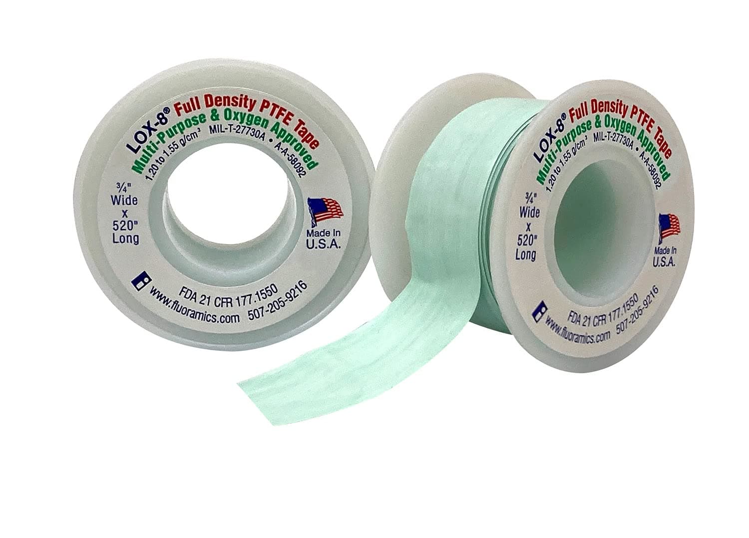 Fluoramics' LOX-8 Full Density PTFE Tape 3/4" Wide x 520" Length