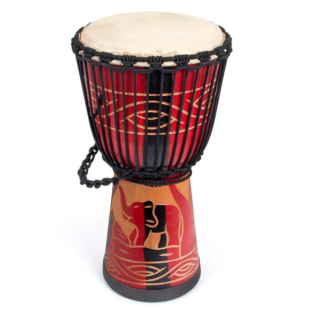 Djembe Drum, African Drum Hand-Carved 9.5'' x 20'' Mahogany Goatskin Drumhead for Adults Beginners (Red)