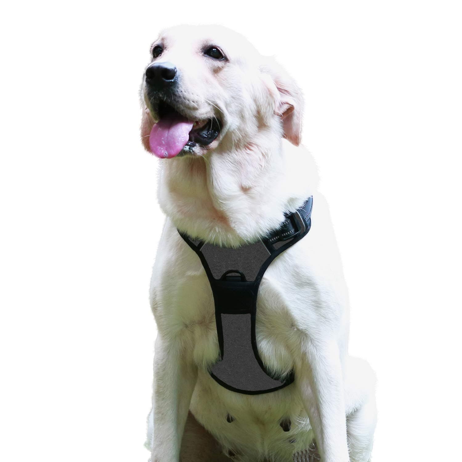 Eackrola Dog Harness No Pull Pet Harness Adjustable Outdoor Pet Vest 3M Reflective Oxford Compound Material Vest for Dogs Easy Walk Control for Small Medium Large Dogs (Black,XL)