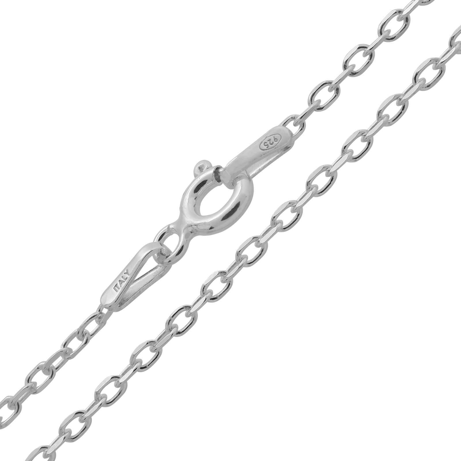 Ventura Jewellery Solid 925 Sterling Silver 1.5mm Diamond Cut Trace Cable Chain Necklace 16" Inch Length