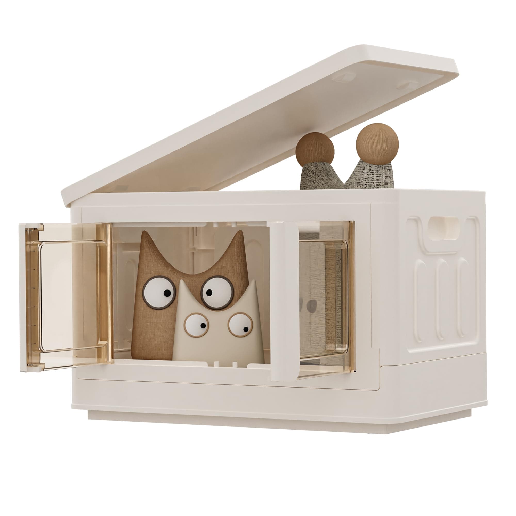 FLEXISPOT32L Storage Boxes with Lids, Stackable Storage Boxes, Foldable Plastic Storage Boxes, Stackable Organiser Storage and Collapsible Bin,White