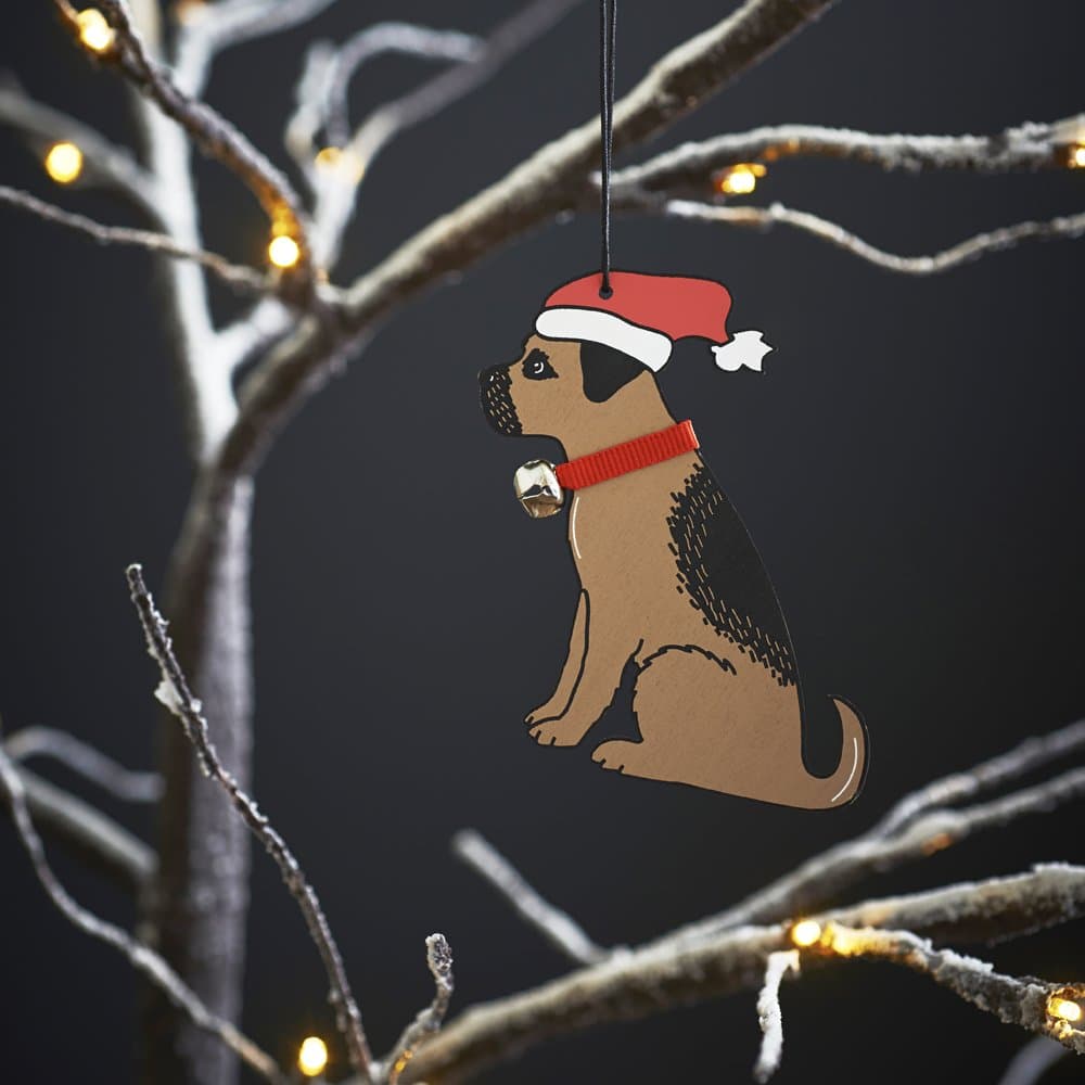 Sweet WilliamBorder Terrier Christmas Decoration, Wood, 10x10x0.5 cm