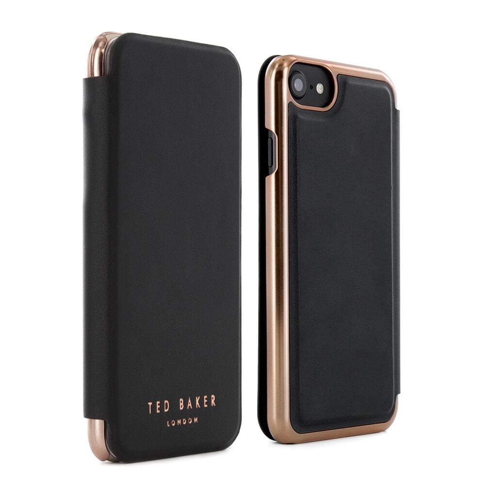 Ted Baker® 2016 Collection iPhone 6S / 6 Case, Official iPhone 6S Leather Wallet Cover with Rose Gold Finish, Professional Women's iPhone 6S Cover Fashion Case - Women's SHANNON - Black