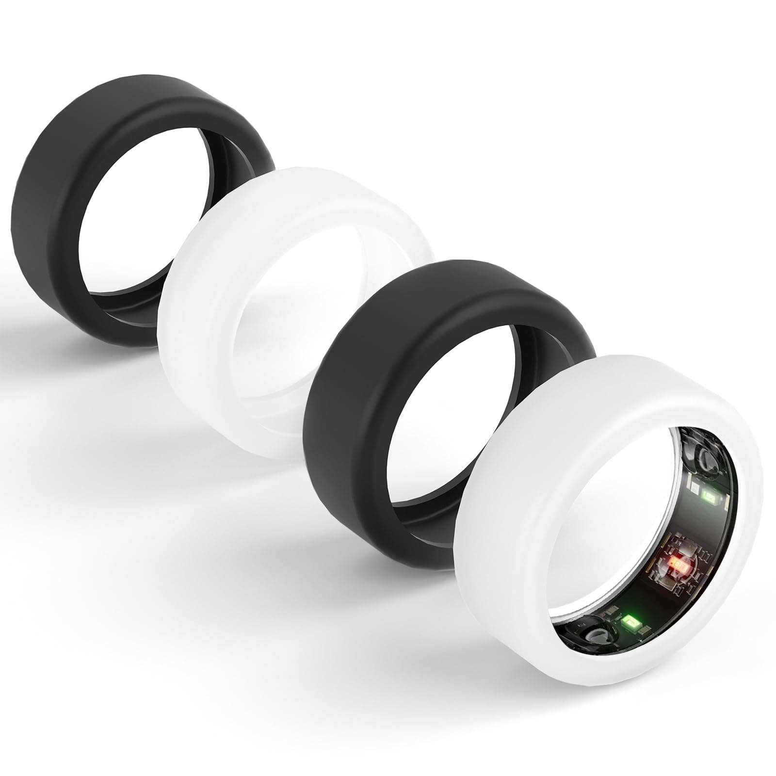 4-Pack Protector Compatible for Oura Ring 4/Gen 4 Ceramic/Ring Gen 3 /ULTRAHUMAN Ring AIR,Silicone Case Finger Wrapper Woking Out Women Men (Black*2+Clear*2, M for 11/12/13/14/15)