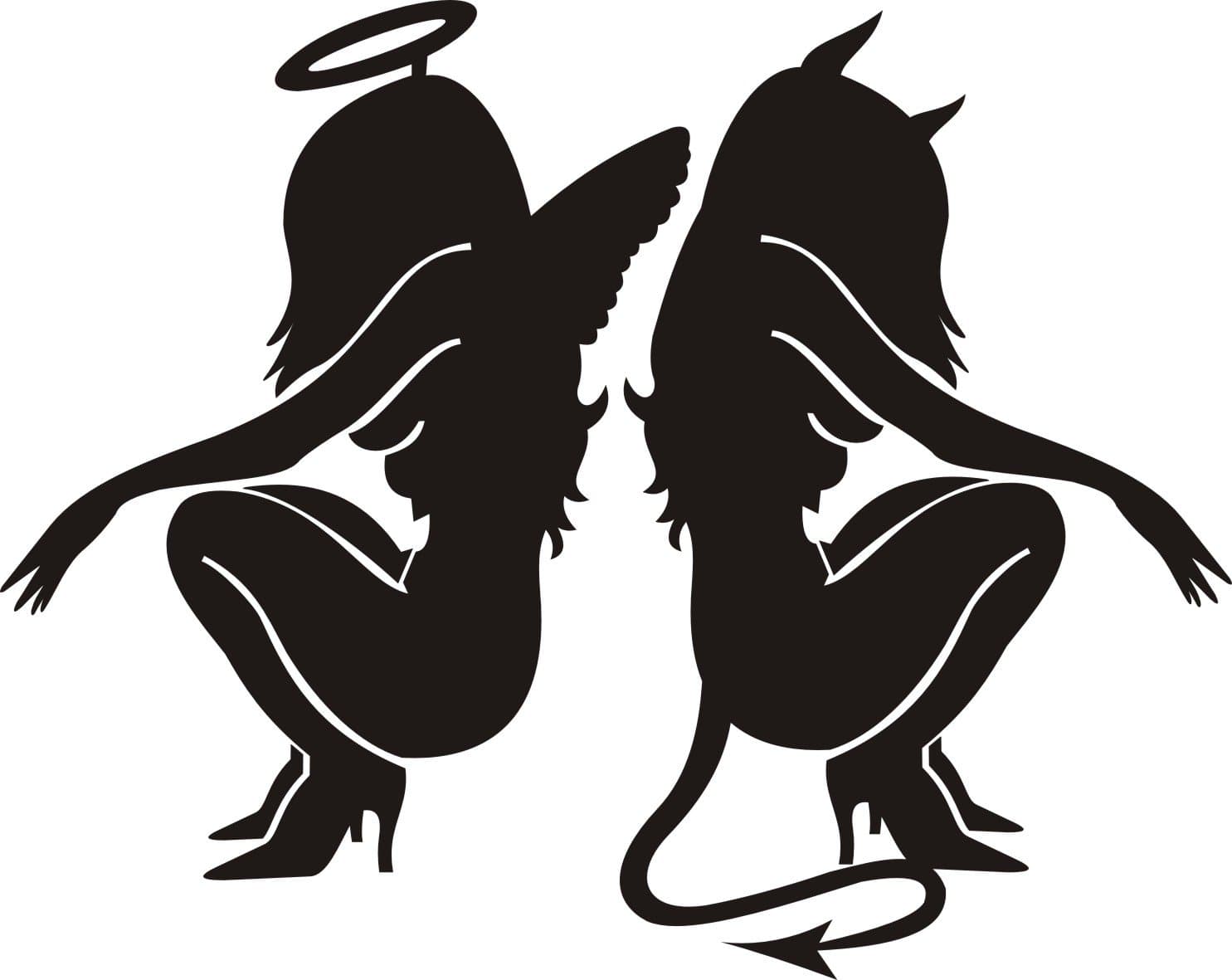 Sexy Angel and Devil Girls Funny Symbol Funny Bumper Sticker Car Van Bike Sticker Decal Free P&P