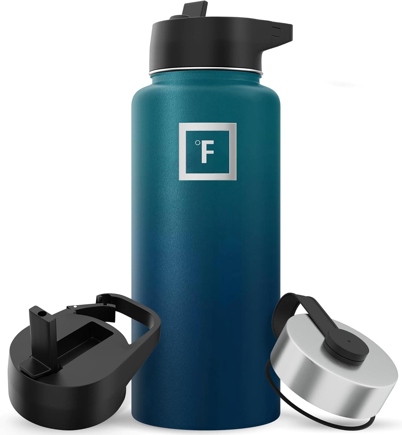 Iron Flask Sports Water Bottle - 14oz, 18oz, 22oz, 32oz, 40oz, 64oz, 3 Lids (Straw Lid), Vacuum Insulated Stainless Steel, Modern Double Walled Simple Thermo Mug, Metal Water Bottle