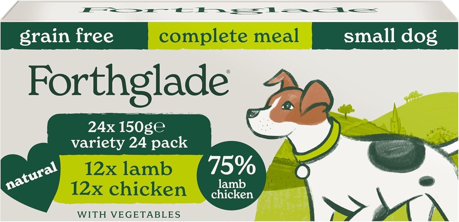 Forthglade Wet Dog Food for Small Dogs (24 x 150g Trays) - Adult 1 Year+, Grain Free & Hypoallergenic Food, Variety Pack, Chicken and Lamb with Vegetables, Complete Meals, Natural Ingredients