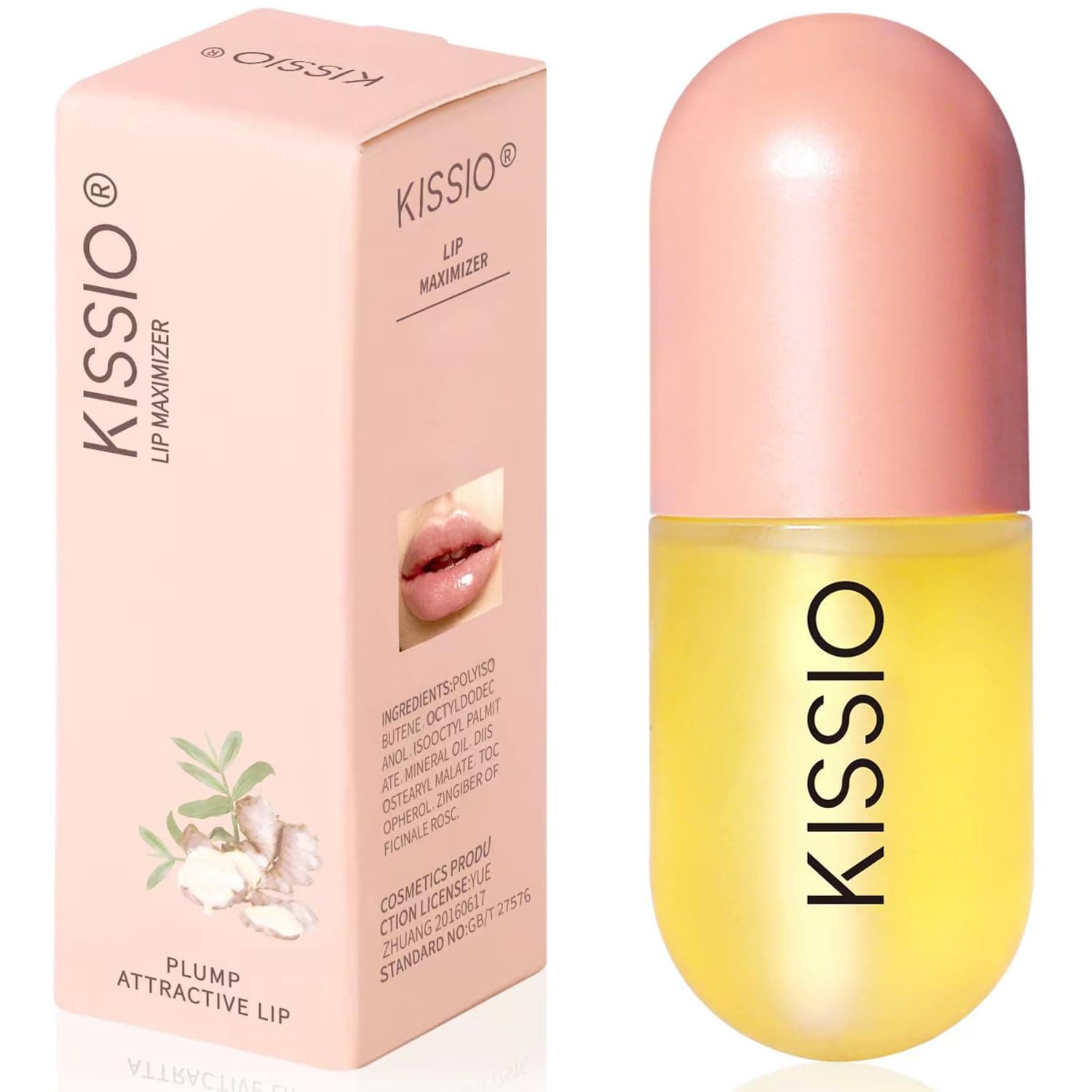 KISSIO Natural Lip Plumper, Lip Maximizer, Moisturizing Clear Lip Gloss, Glossy Finish, 5.5ml - Transparent