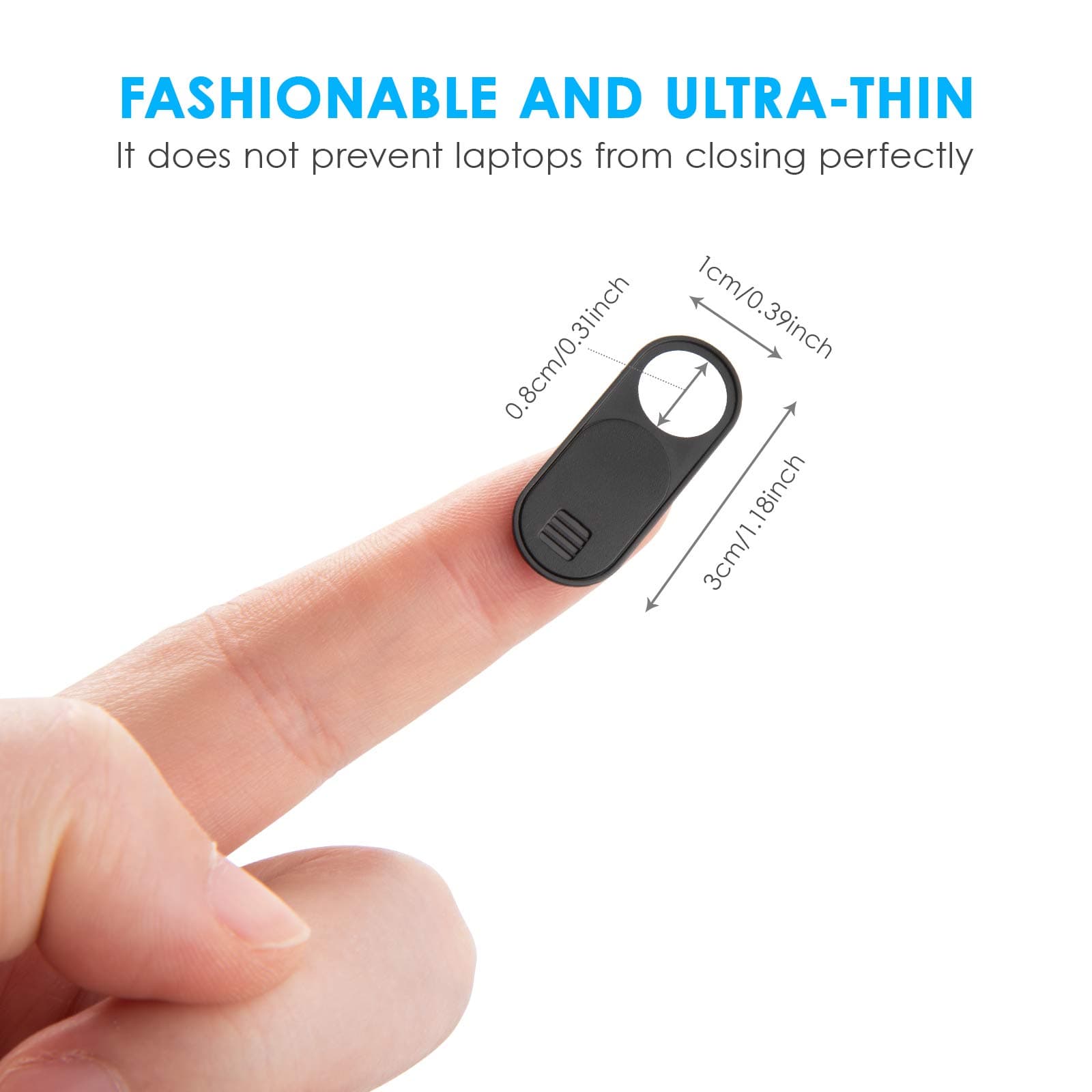 HKDGYHON Webcam Camera Cover Slide 0.028-Inch Ultra-Thin Webcam Cover Blocker for MacBook iMac Laptop Desktop Pc iPad iPhone Smartphone Protect Your Visual Privacy and Security (Black - 6 Pack)