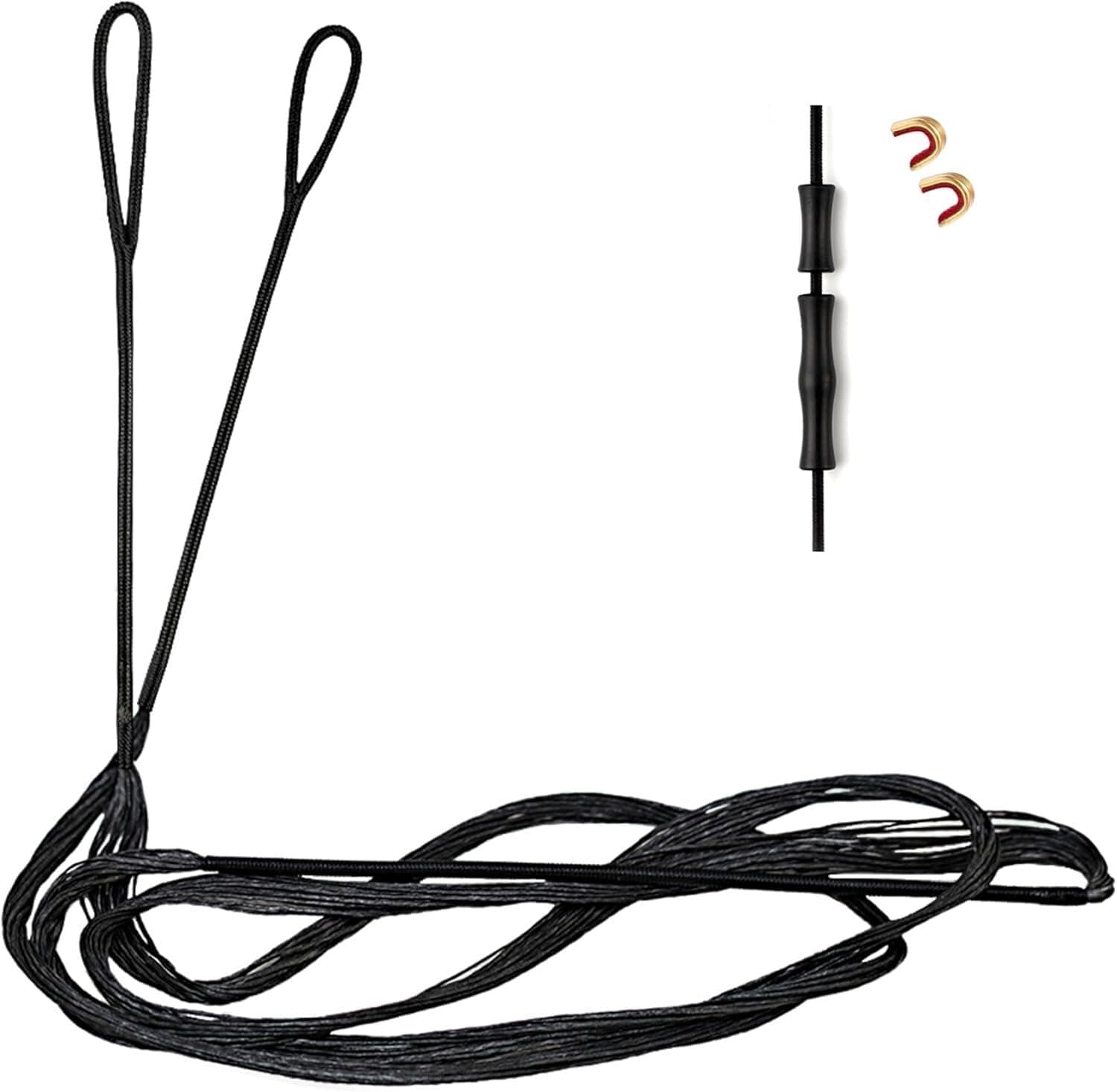 Deerseeker Archery Bow String Replacement with Finger Protector & 2 Nock Points Dacron Bowstring 12, 14, 16 Strands Bow Accessories for Recurve Bow Traditional Longbow 48-70 inches