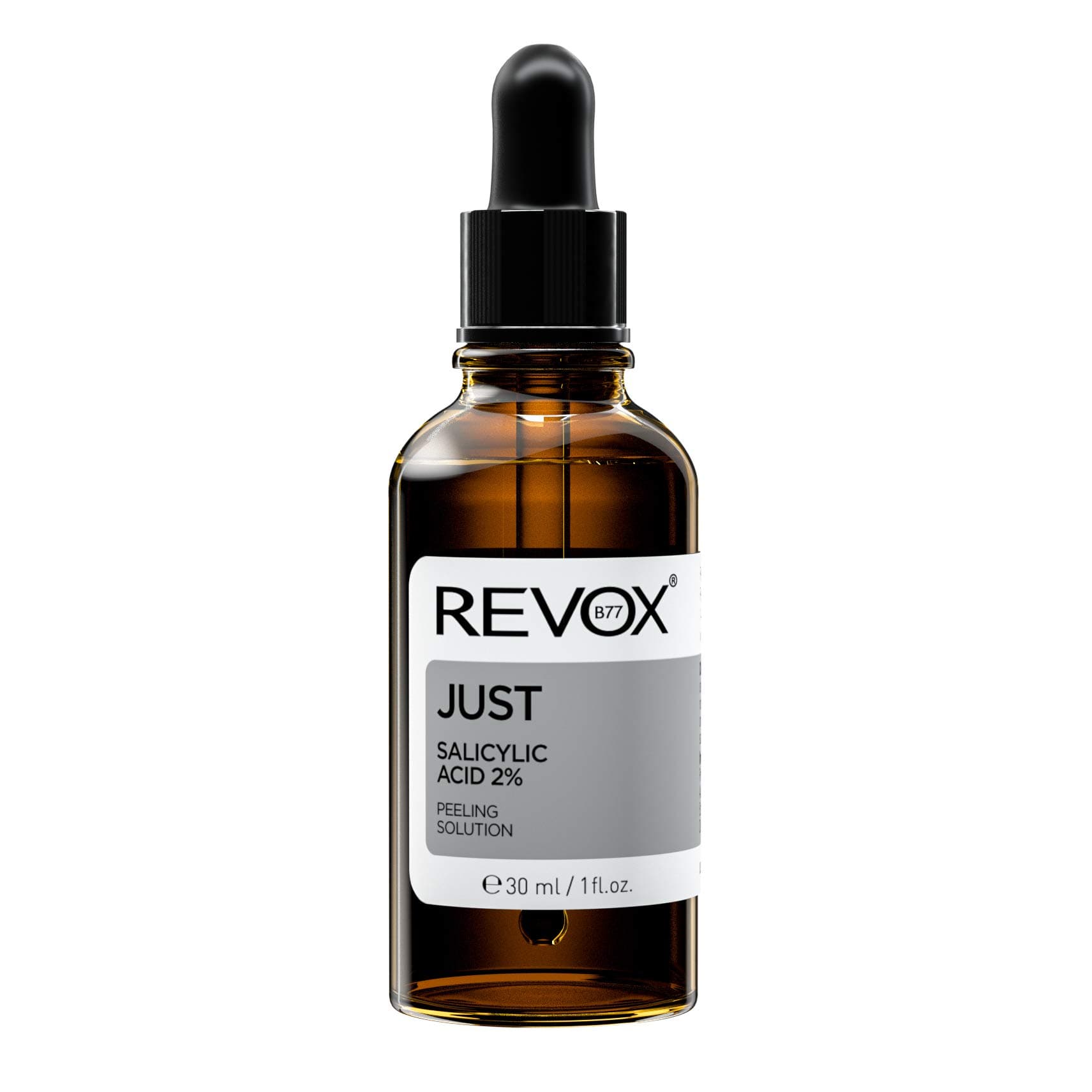 REVOX B77Just Salicylic Acid 2%, 30 ml, Salicylic Acid Serum, Facial Peeling, for Oily, Combination and Acne-Prone Skin, Exfoliant that Deeply Cleanses Pores, Regulates Excess Sebum
