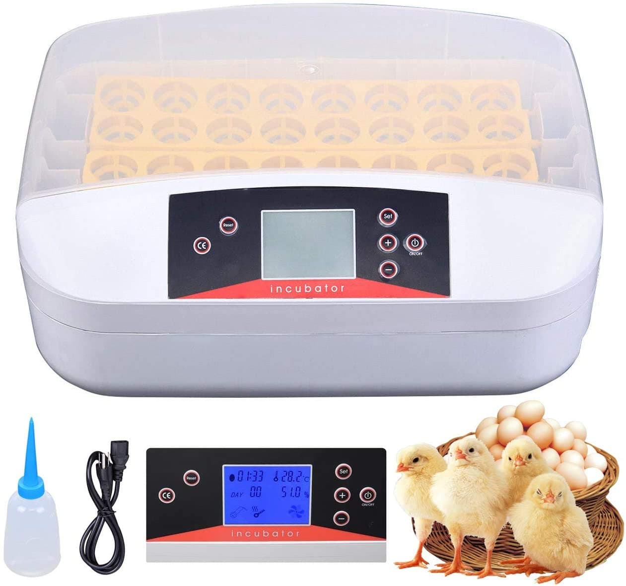 XuanYue Automatic Egg Incubator 32 Eggs Incubators Hatching Eggs Temperature Control Chicken Hatcher for Chicken Ducks Goose Poultry Pigeon Quail