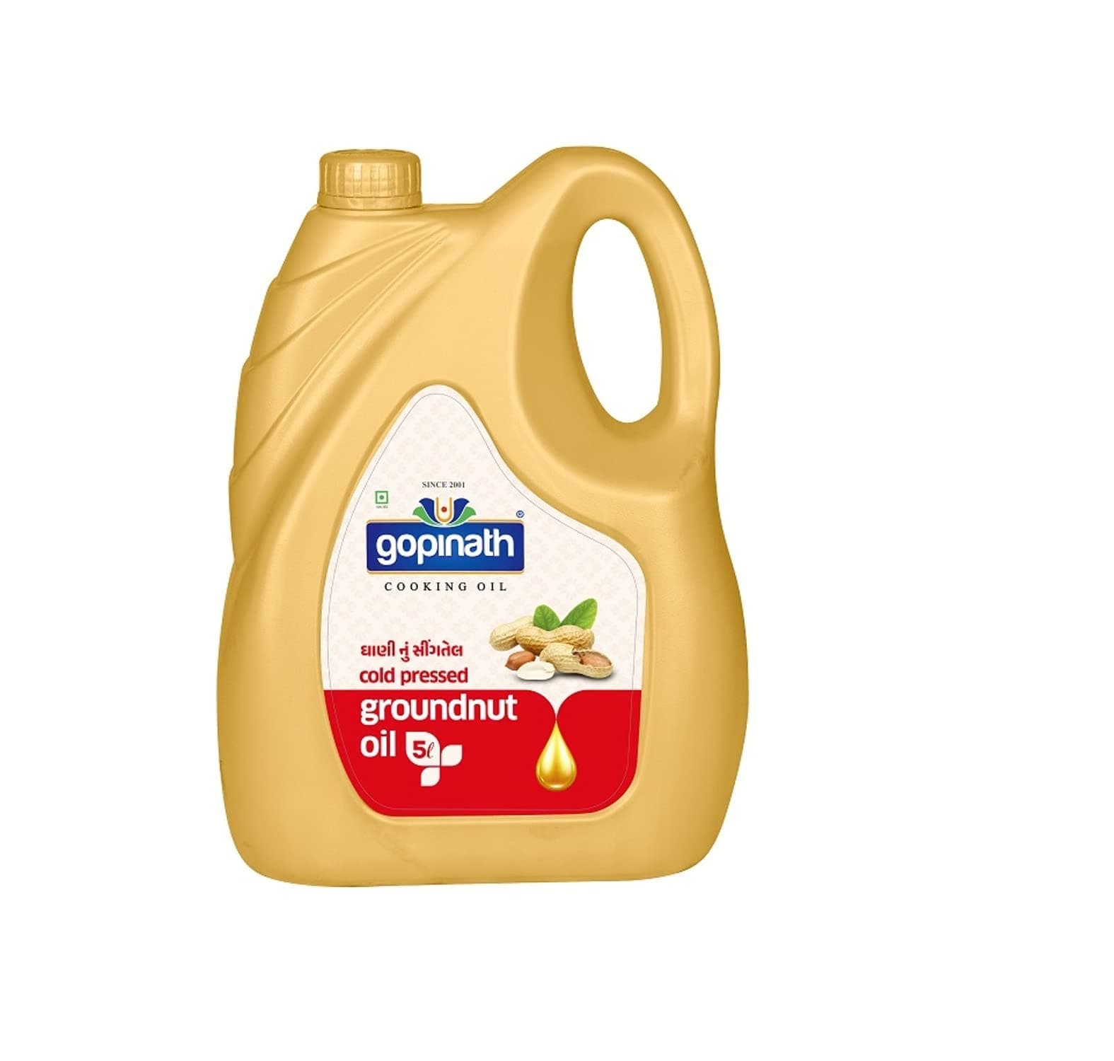 GOPINATH COOKING OIL Gopinath Cold Pressed Groundnut Oil - 1 Litre | Peanut Oil | Sing Tel | Kolhu/Kachhi Ghani/Chekku/Wood Pressed | Natural Cooking Oil | Chemical Free/Peanut Cooking Oil 5 Litre-Pack Of 1
