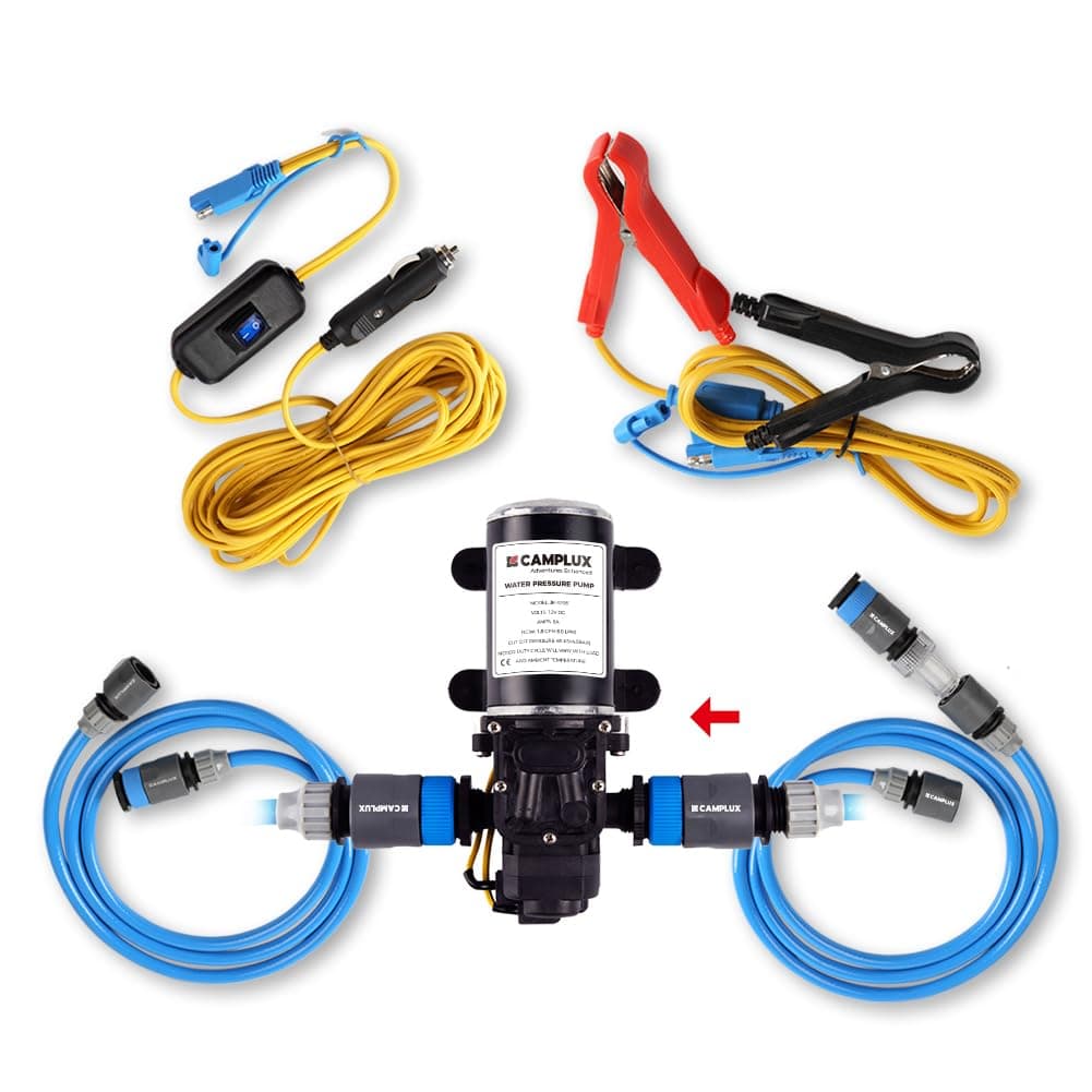 12V Water Pump Kit, 1.6 GPM 65 PSI High Pressure Pump for Caravan RV Boat Gas Hot Water System