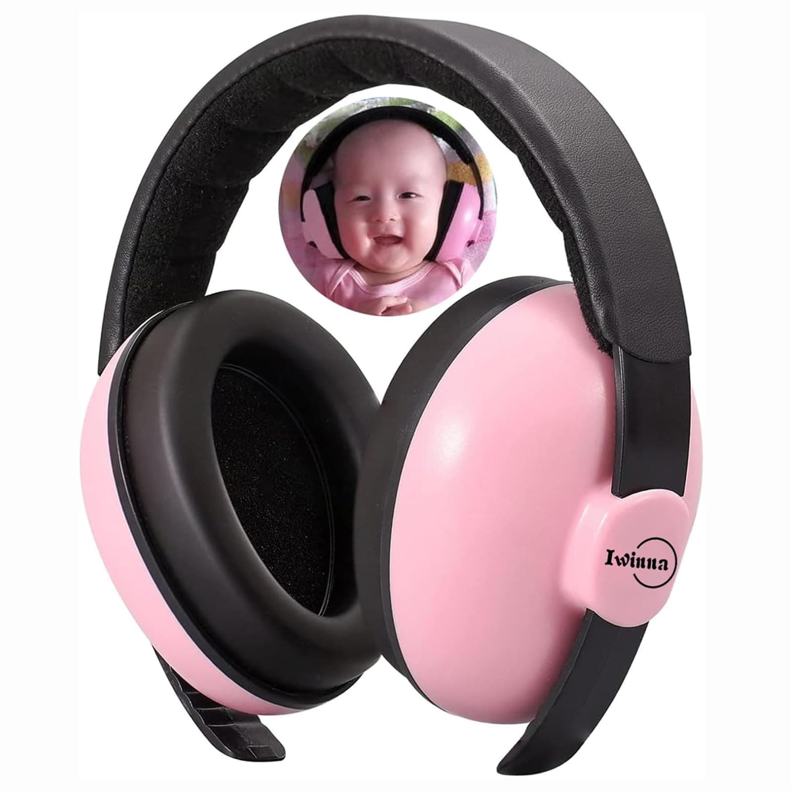 Baby Ear Defenders 0-3 6-12 12-24 Months | Noise Cancelling Headphones for Infants, Toddlers, Soft Ear Muffs for Airplane Travel, Sleep & Loud Events, Hearing Protection for Sensitive Ears, Pink