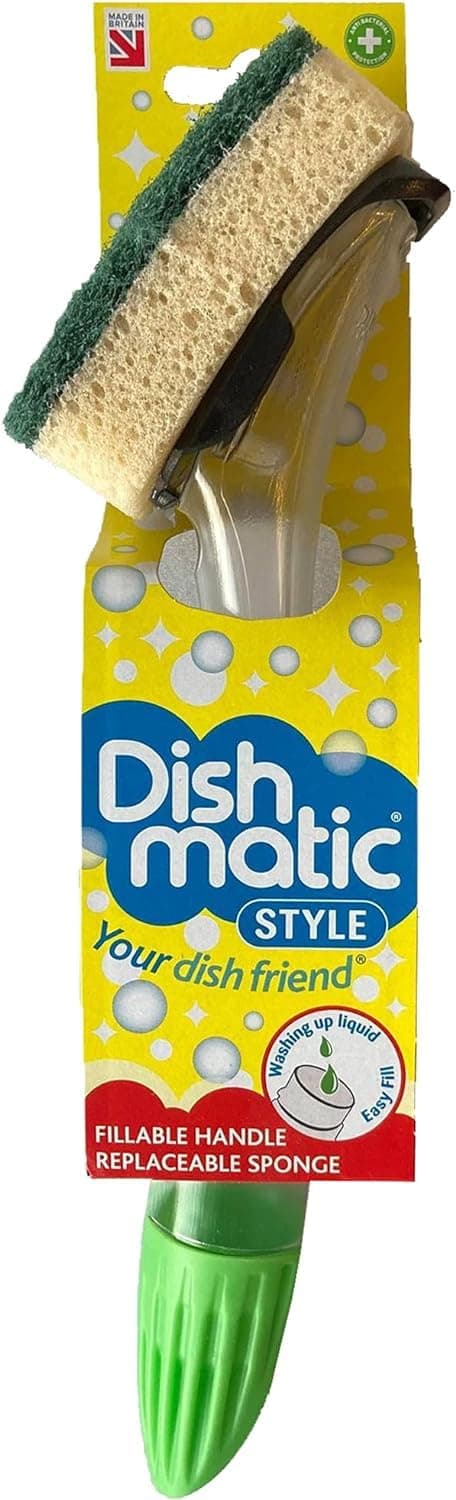 Dishmatic Washing Up Brush & Refill Heavy Duty Scourer Sponge Cleaning