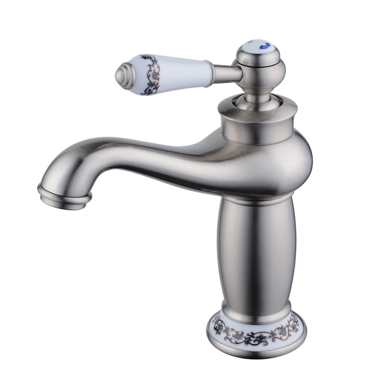Beelee BL6045N 7.08" Single Handle Bathroom Sink Faucet Lavatory Faucet Basin Vanity Sink Faucet Contemporary One Hole Deck Amount, Nickel Brushed