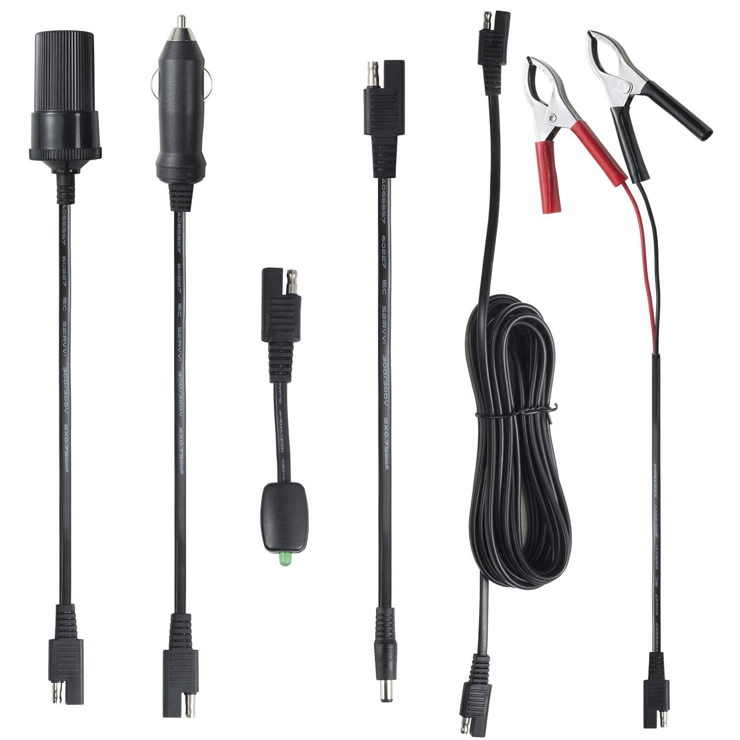 16FT Battery Charger Extension Cable Adapter SAE Connectors Quick Connect with Battery Clamps For 12V Trickle Charger And Maintainer, 12Volt Solar Panel Power System Kit
