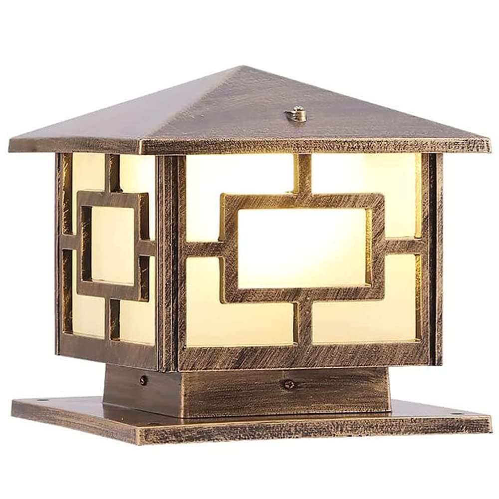 Pillar Lights Outdoor, E26 Waterproof Light Fixture Aluminum Glass Post Column Lamp Victorian Fence Garage Pavilion Courtyard Lighting ( Color : Bronze )¡, S-Bronze