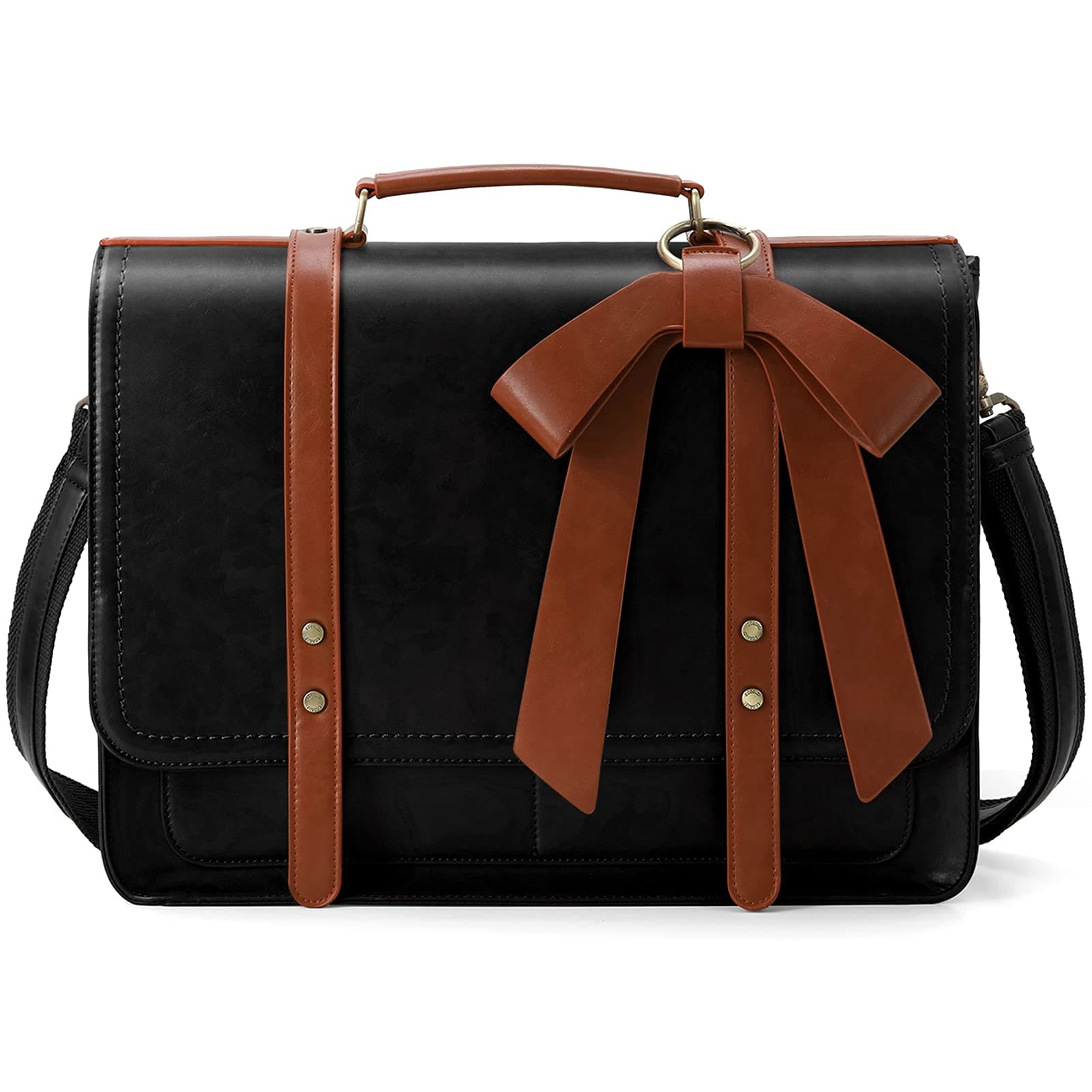 Women Briefcase PU Leather Laptop Bag College Satchel fit 15.6" Laptop