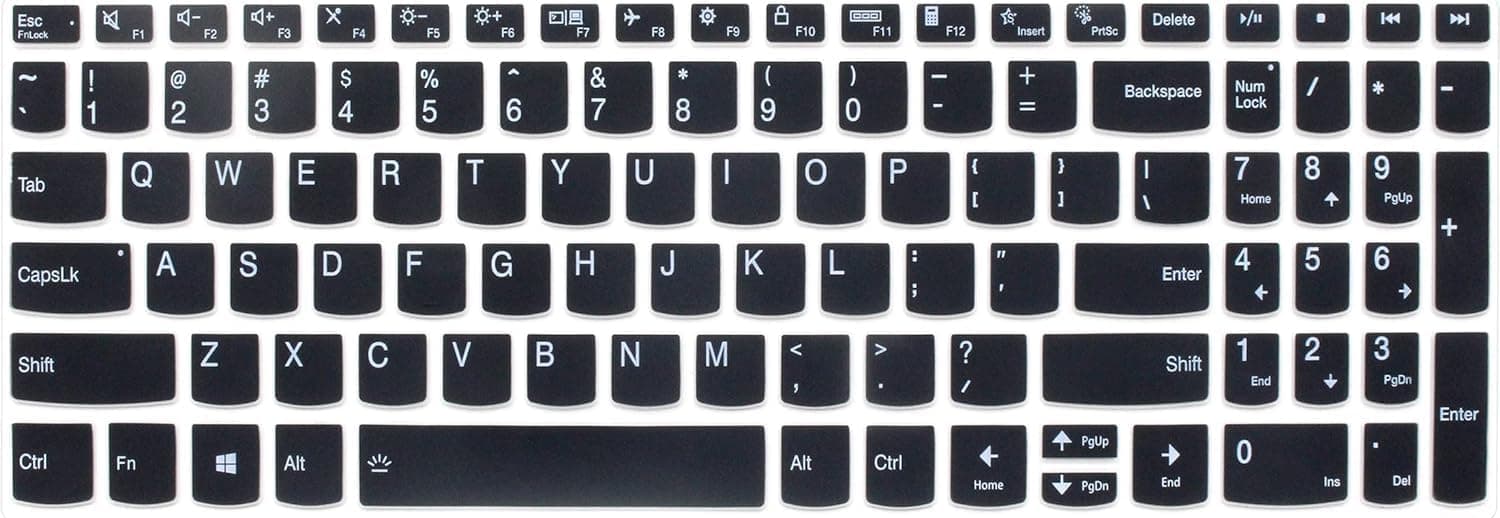 Keyboard Cover for2023 2022 2021 New Lenovo Ideapad 3 15.6 17.3, New Lenovo Ideapad 5 15.6, Lenovo Ideapad Slim 7 7i 15 15.6, Flex 5 15 Laptop - Black