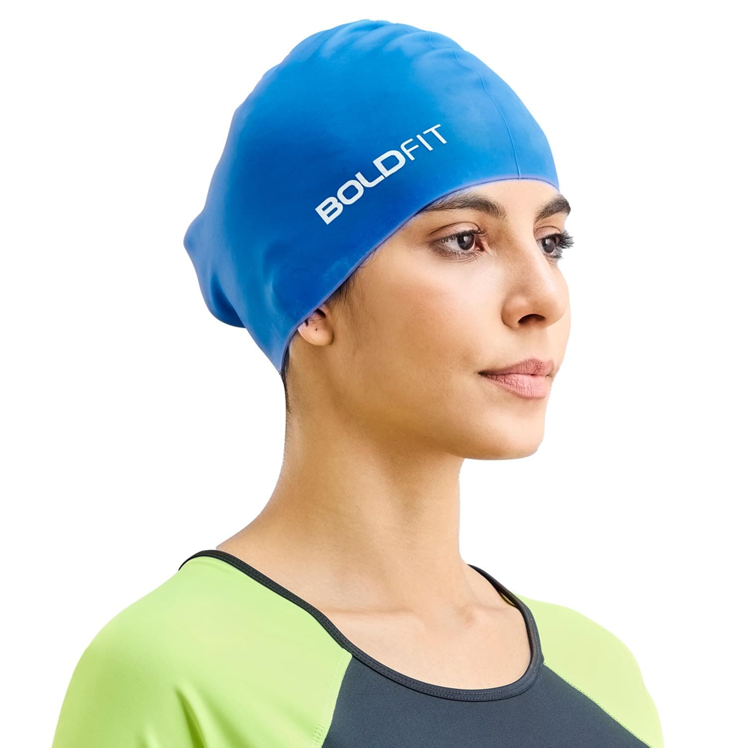 Long Swimming Cap for Men Silicone Swimming Caps for Women Unisex Swim Cap for Boys & Girls Swimming Cap for Women Long Hair Swimming Head Cap Men Silicone, Easy Fit - Blue