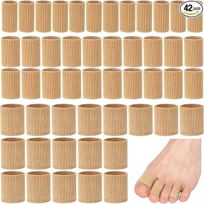 Toe Sleeve Protectors Toe Cushion Tube Soft Gel Corn Pads Protectors, 42PCS Toe Spacers for Bunion, Hammer Toe, Cushions Corns, Blisters, Calluses on Toes, Fingers, Feet, YEAJOIN (3 Size)