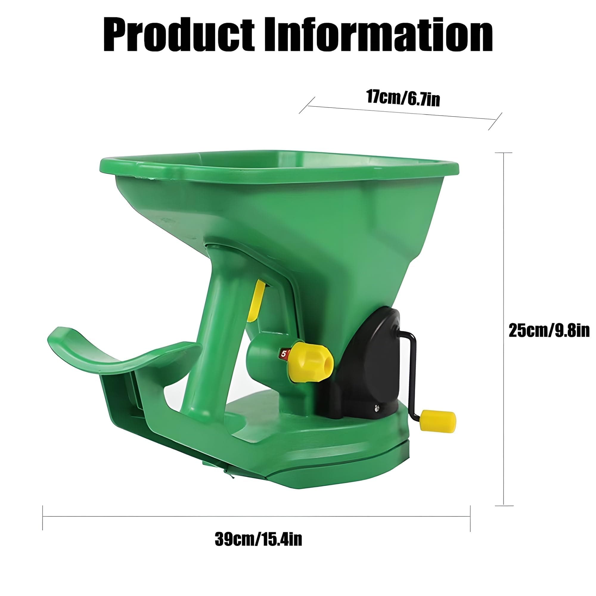 Sgaloge Grass Seed Spreader, 1.5L Capacity Handheld Power Spreader for Garden, Fertilizer Spreaders for Lawn, 5 Gear Adjustable, for Garden Lawn Small Farms