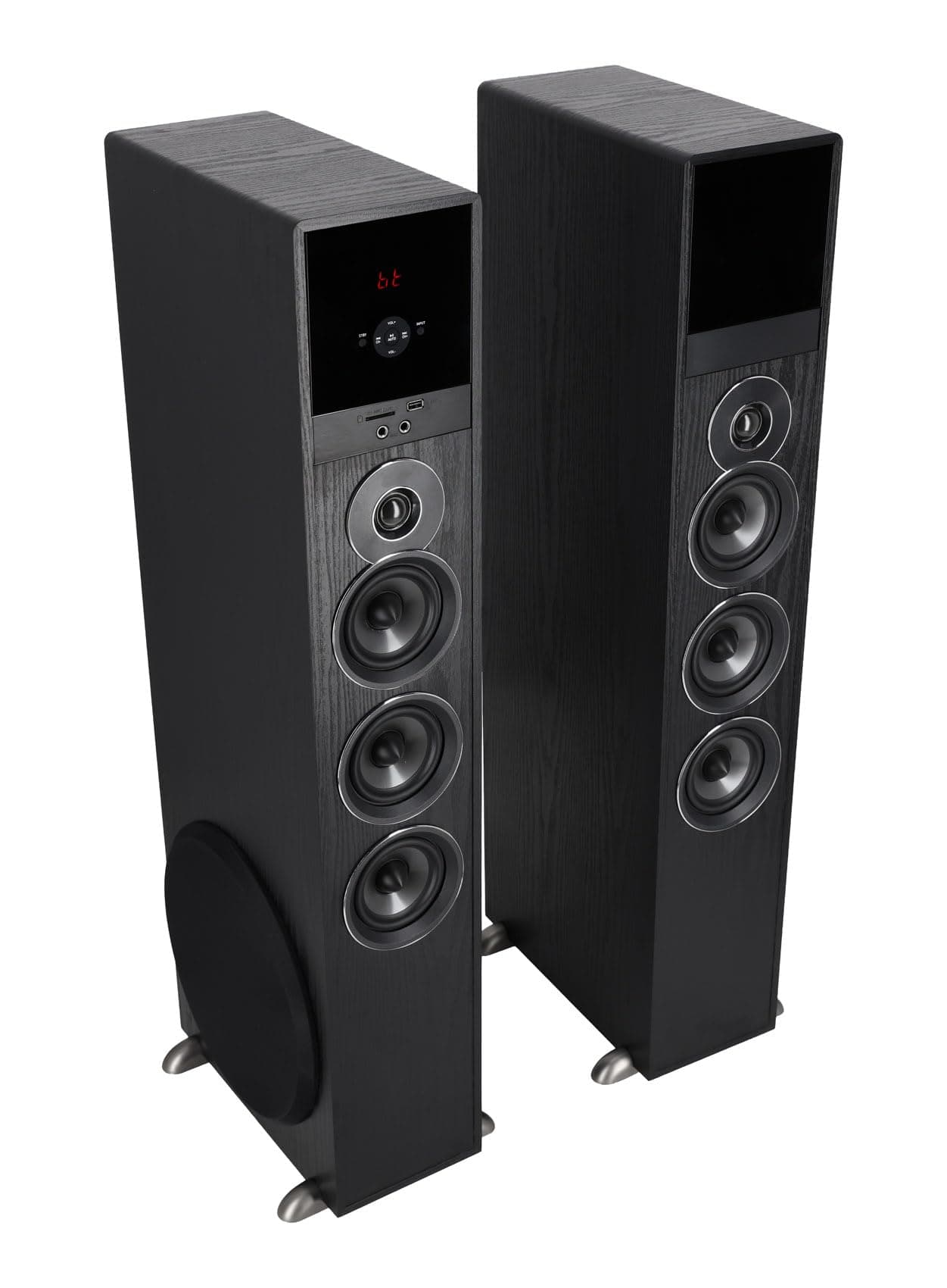 Rockville TM150B Powered Home Theater Tower Speaker System, Black, 1000W, 10" Subwoofers, Bluetooth, USB/SD Playback, FM Radio, Remote Control, Karaoke Ready, Perfect for Home Entertainment