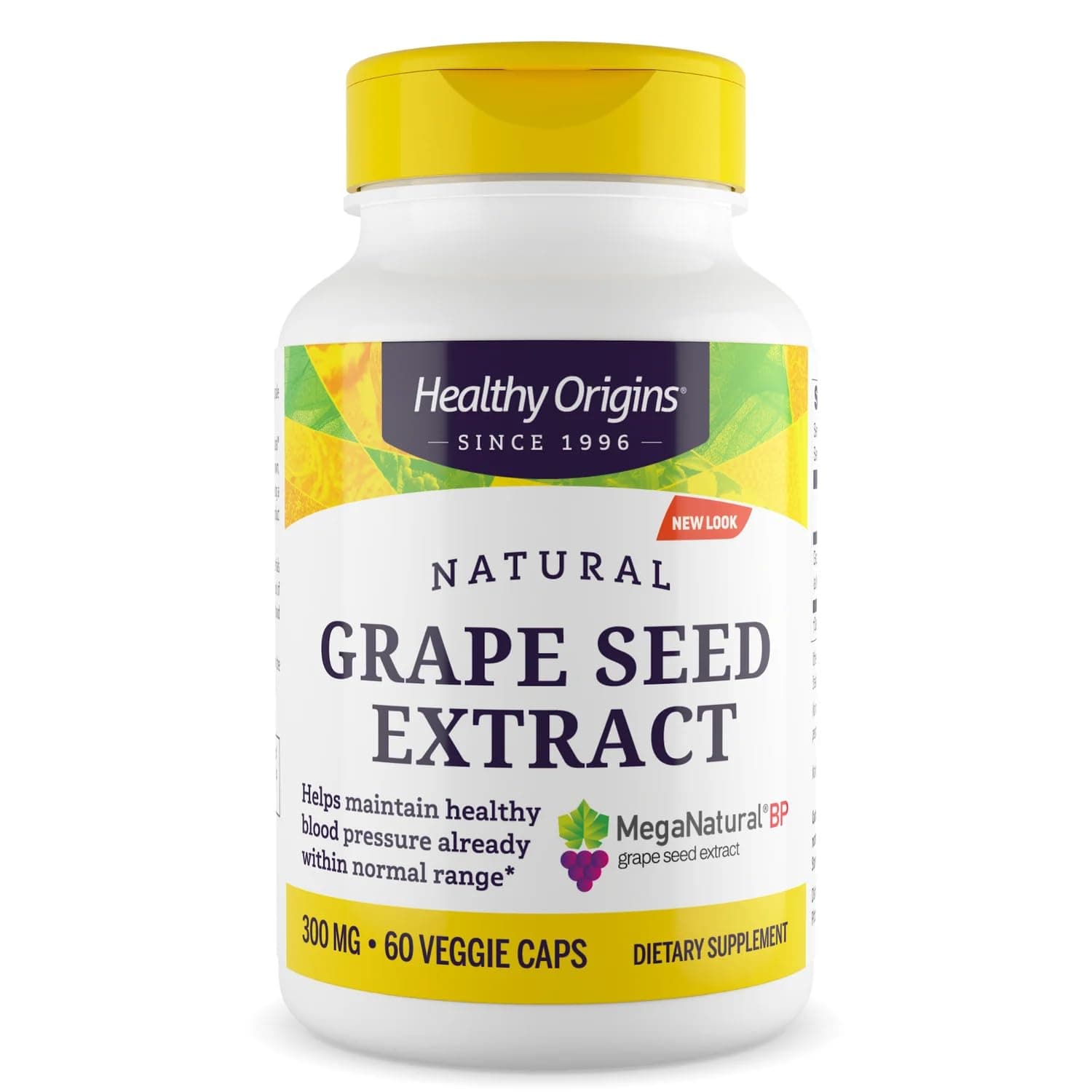 Healthy Origins MegaNatural BP-Grape Seed Extract, 300 mg - Blood Flow Support - Premium Grapeseed Extract Capsules - Non-GMO & Gluten-Free Supplement - 60 Veggie Capsules