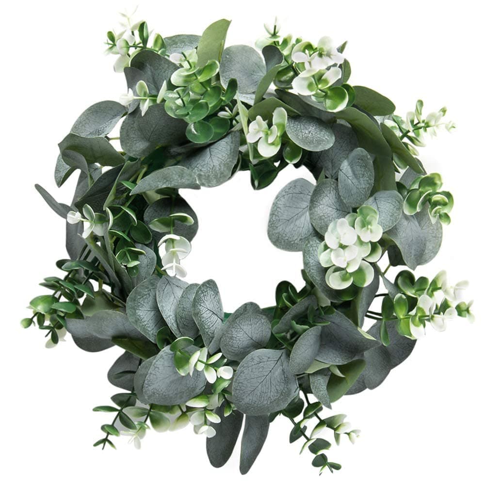 SYOSI Artificial Eucalyptus Wreath, , Nature Green Full of Life Plastic Simulated Natural Garland Wreath for Decoration Wall Window Door