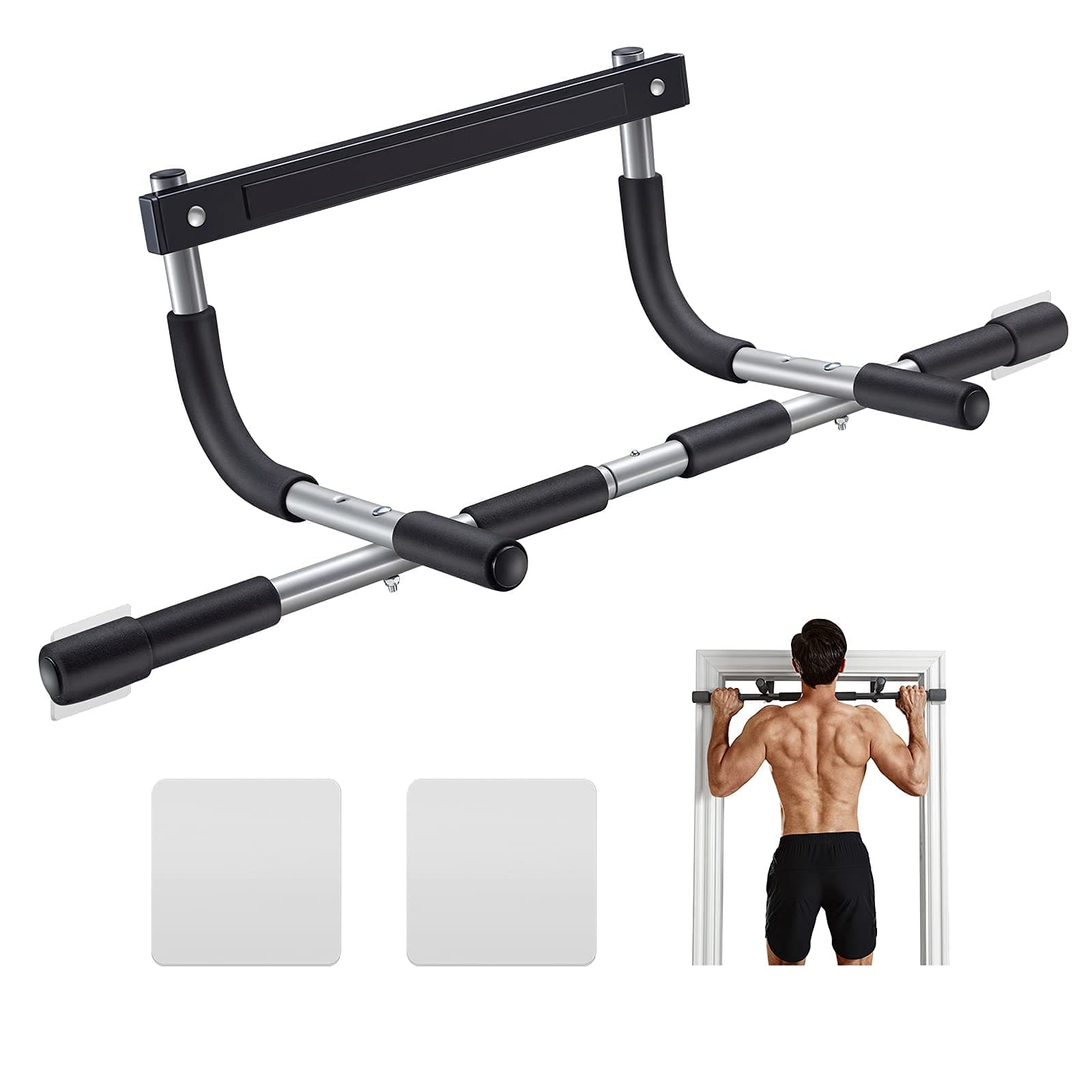 Pull Up Bar Thickened Steel Pipe Super Heavy Duty Steel Frame Upper Workout Bar| Multi-Grip Strength for Doorway | Indoor Chin-Up Bar Fitness Trainer for Home Gym Portable (silver2)