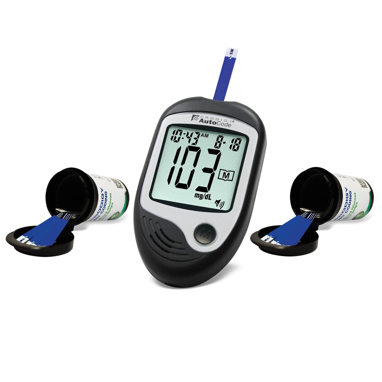 Prodigy Glucose Monitor Kit - Includes Prodigy Meter, 100ct test strips, 10ct Lancets, Lancing device, Carrying Case, Log Book