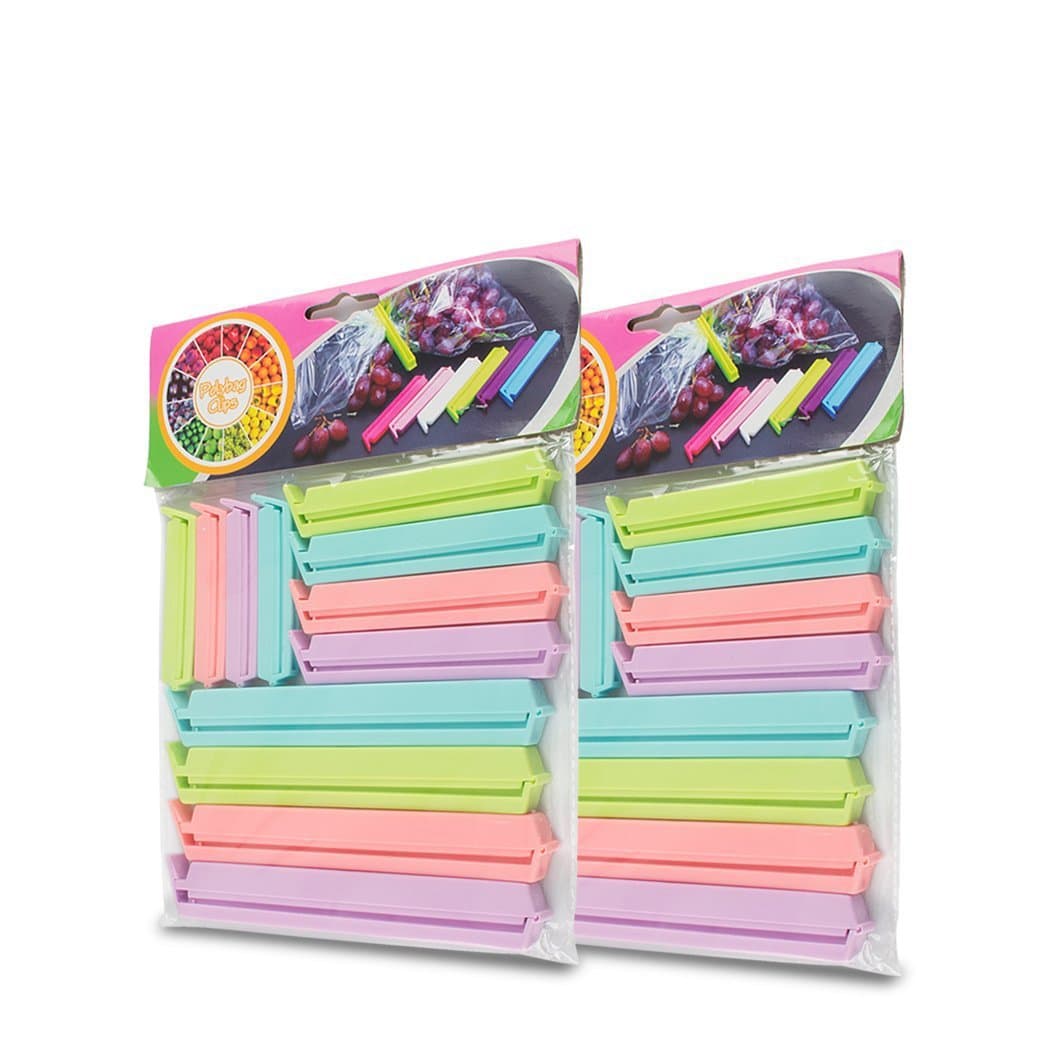 Plastic Bag Sealing Clips for Snacks, Foods, Anti-oxidation Clip Sealer 2 Pack (8Large 8 Medium and 8Small)