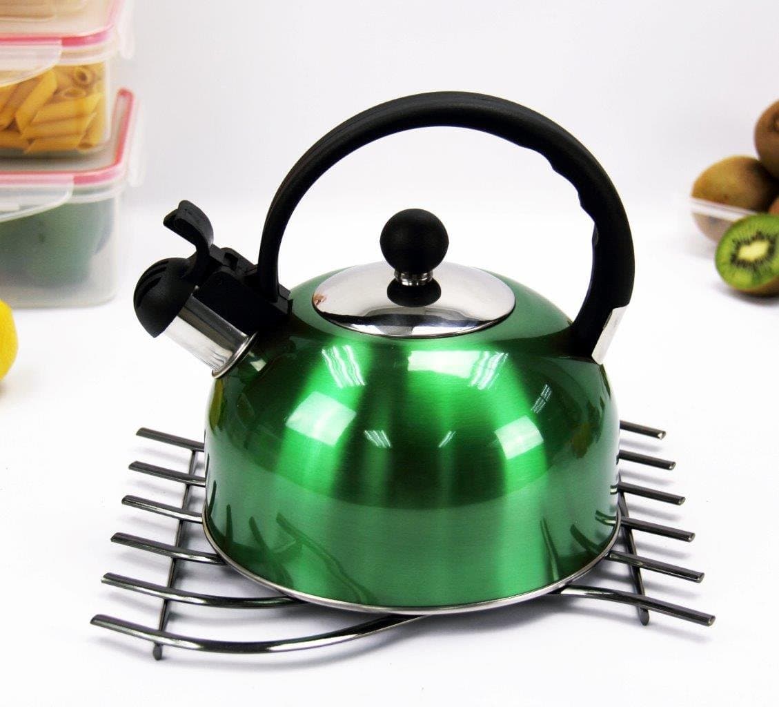 Stainless Steel Tea Kettle - Green 2.5 Liter/2.65 Quart