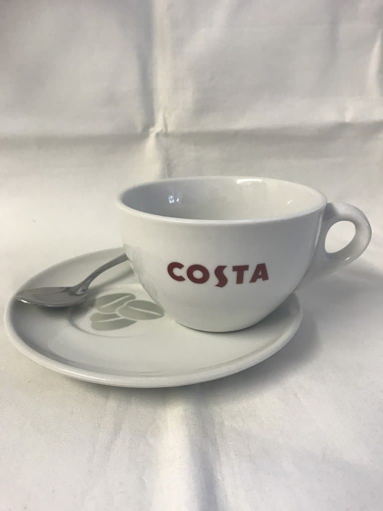 Costa Coffee Cup with Saucer and Spoon Medium 275ml Primo