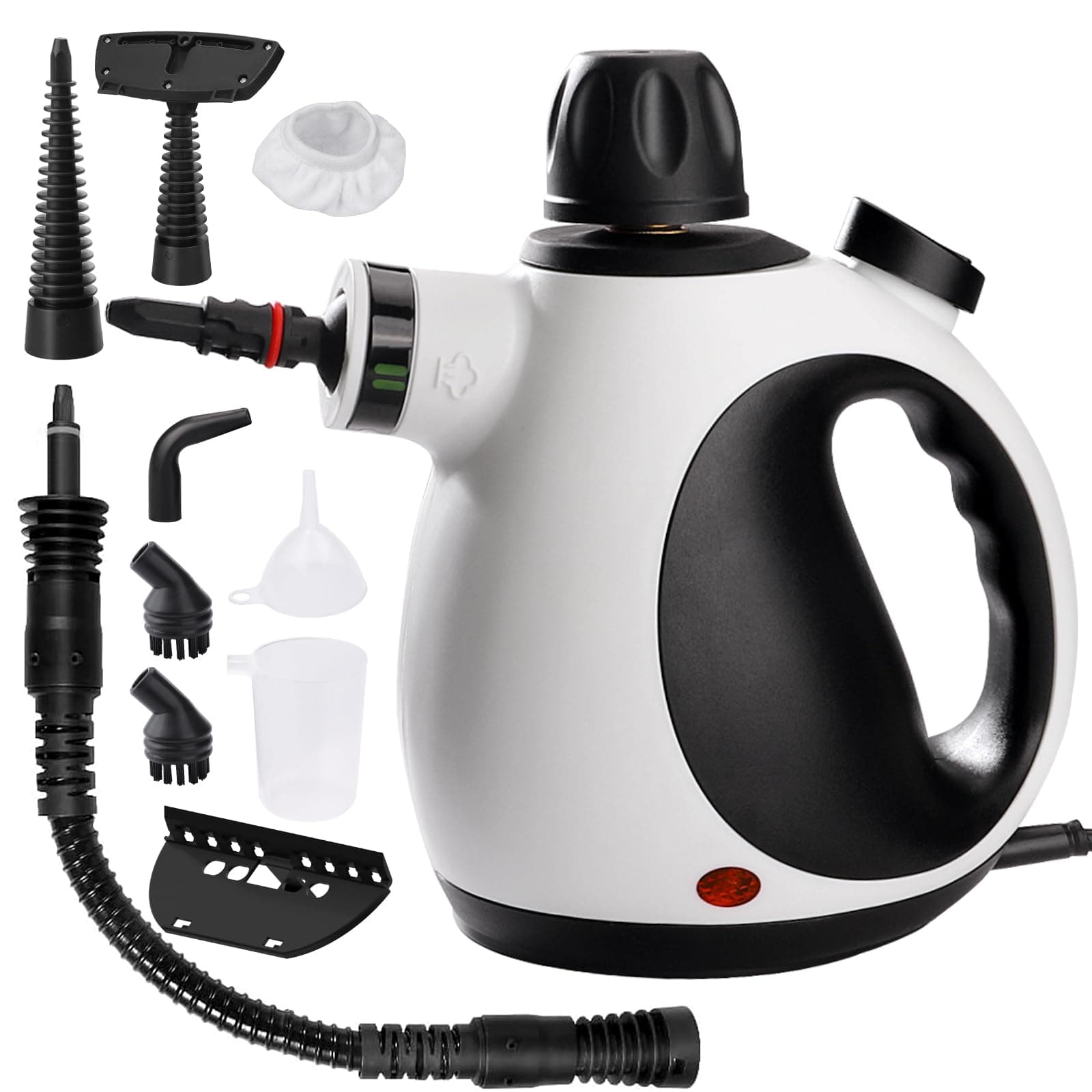 KOITAT Portable Steam Cleaner, Hand Held steamers for cleaning house, Home Multi Purpose - 10-Piece Accessory Kit for Sofa, Carpets, Upholstery (black) (white)