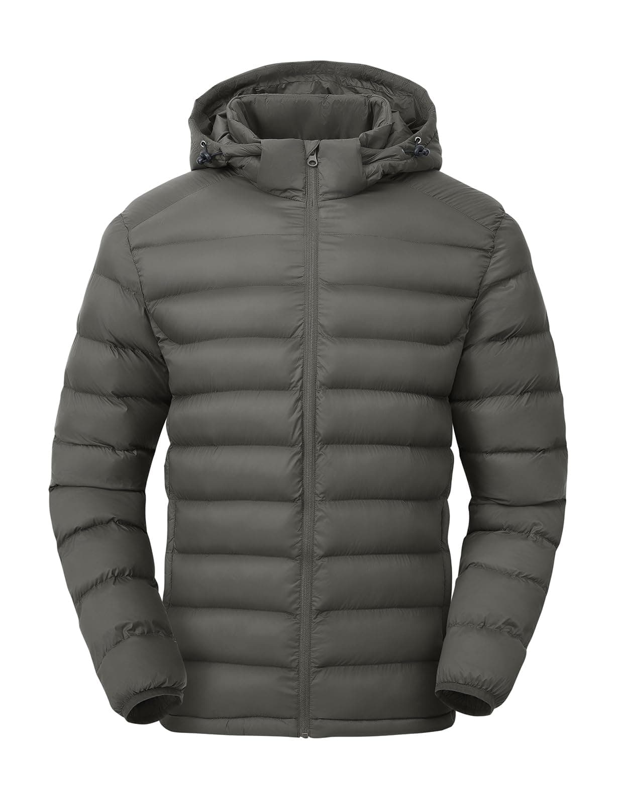 TBMPOY Men's Lightweight Puffer Jackets Detachable Hood Water-Resistant Casual Winter Coat Hooded Insulated for Travel Ski