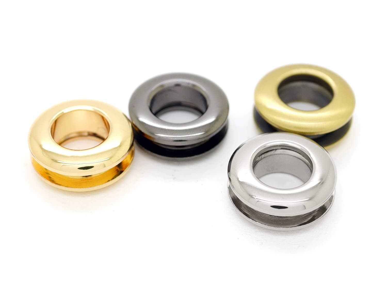 CRAFTMEMORE 5/16" (8mm) Hole Metal Screw Rings Eyelets Grommet Quality Round Polished Purse Replacements Easy Installation Pack of 4 SCET (Gunmetal)