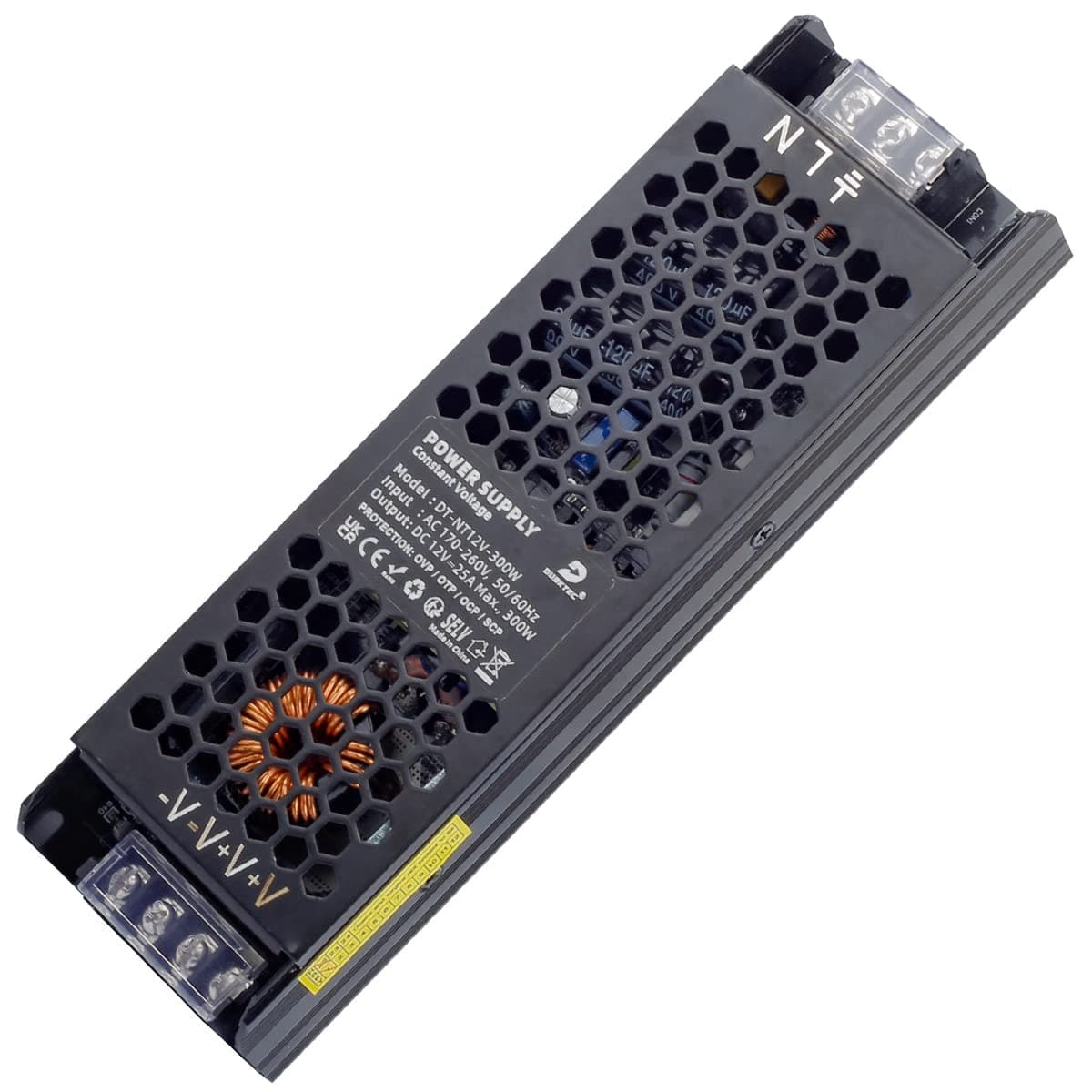 DUSKTEC LED Driver 24V 300W LED Transformer, Slim LED Power Supply 12.5A Adapter AC 240V to 24V DC, Constant Voltage for LED Strip Cabinet Lights G4 MR11 MR16 LED Light Bulbs