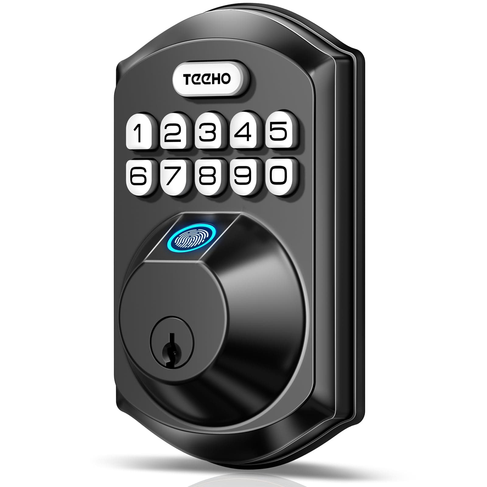 TEEHO TE002 Fingerprint Door Lock - Keyless Front Door Combination Lock with Keypad - Electronic Deadbolt Keyed Entry - Easy Installation - Matte Black