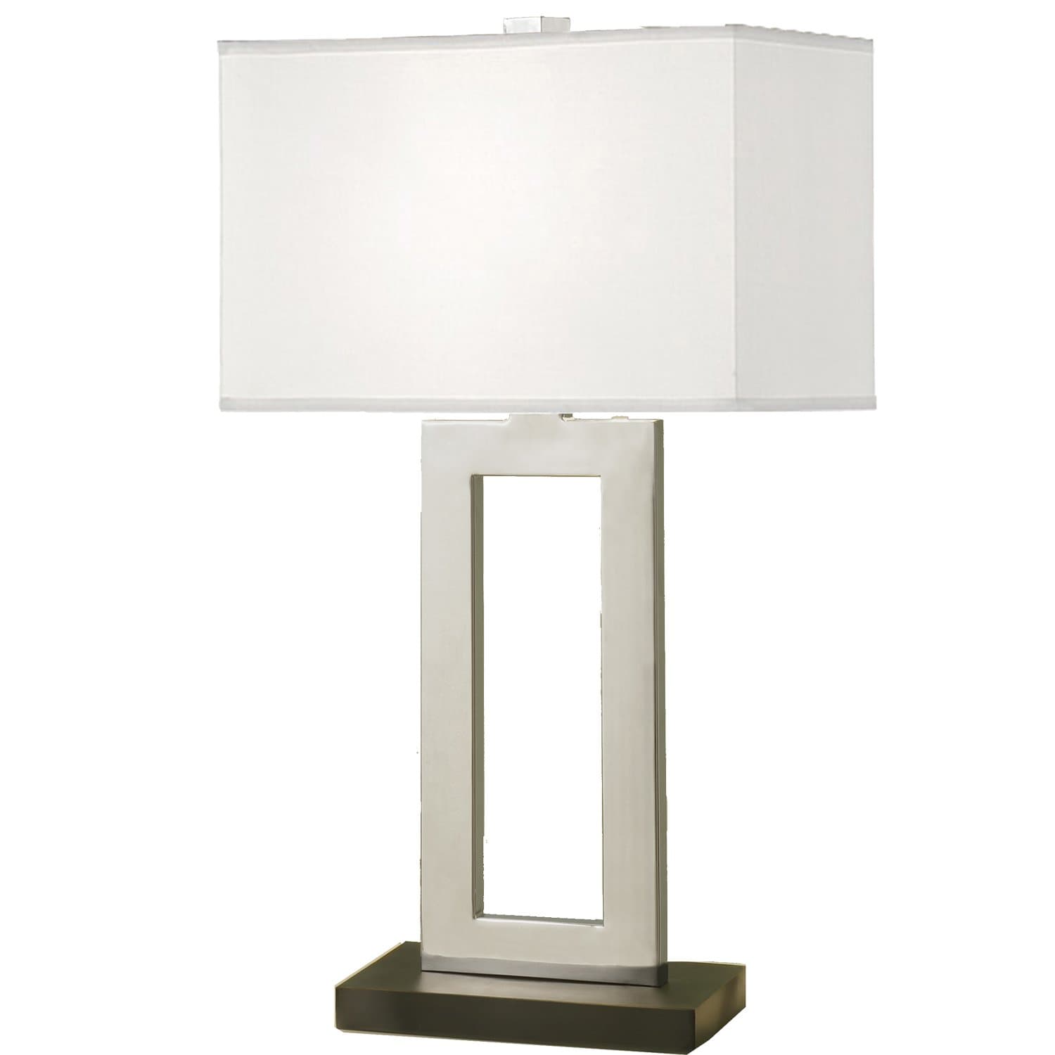 Artiva USA Geometric, Contemporary Design, 29-Inch Chrome & Black Contrast Table Lamp with Rectangular Hardback Shade
