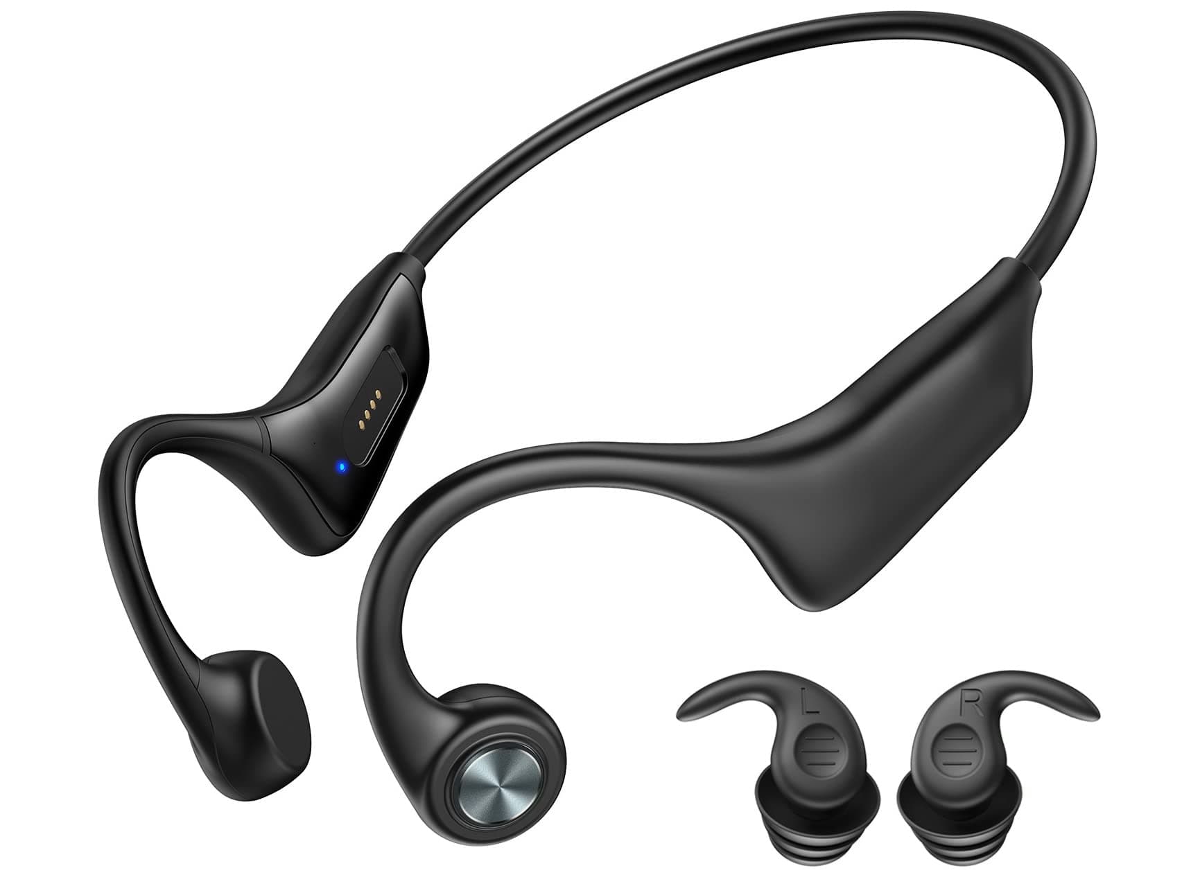 Bone Conduction Headphones, NAGFAK Wireless Open Ear Headphones Bluetooth 5.0 with MIC, IPX7 Waterproof Sweatproof Workout Headphones Music Answer Phone Call for Running Cycling Driving Hiking