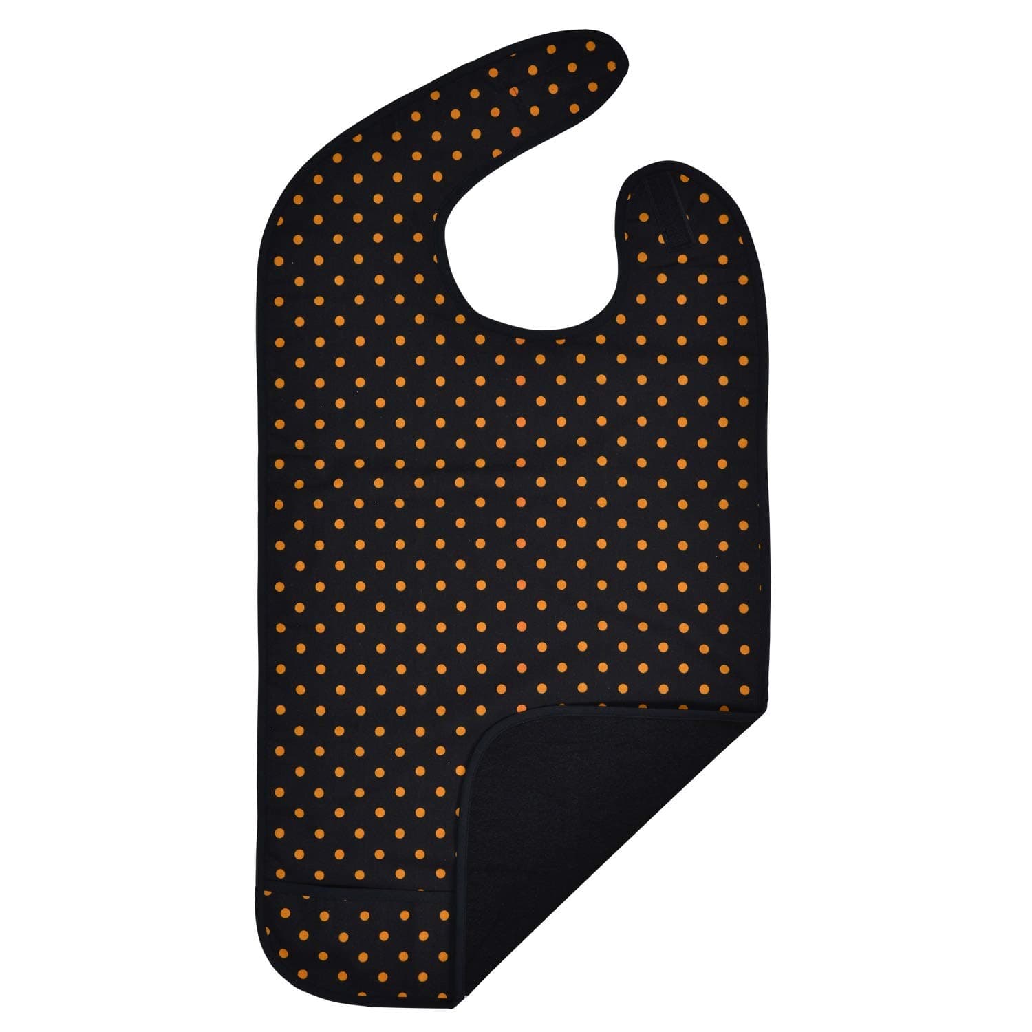 Adult Bib - Reusable Clothing Protector - Waterproof - Crumb Catcher - Machine Washable (Tangerine Polka Dot)