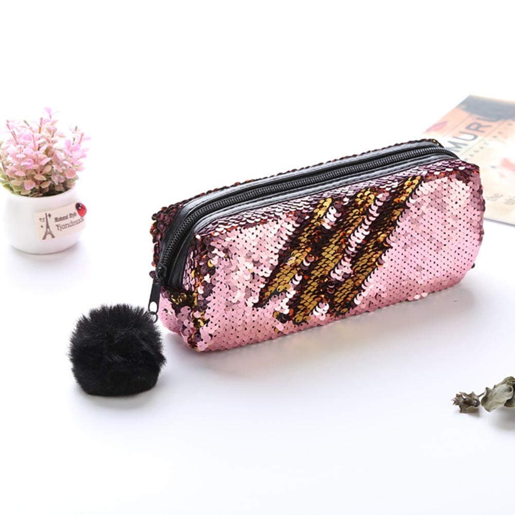 Climberty Fashion Sequin Hairball Pencil Case School Supplies BTS Stationery Gift Cute Pencil Box Pencilcase School Tools Pencil Cases (Style 3)