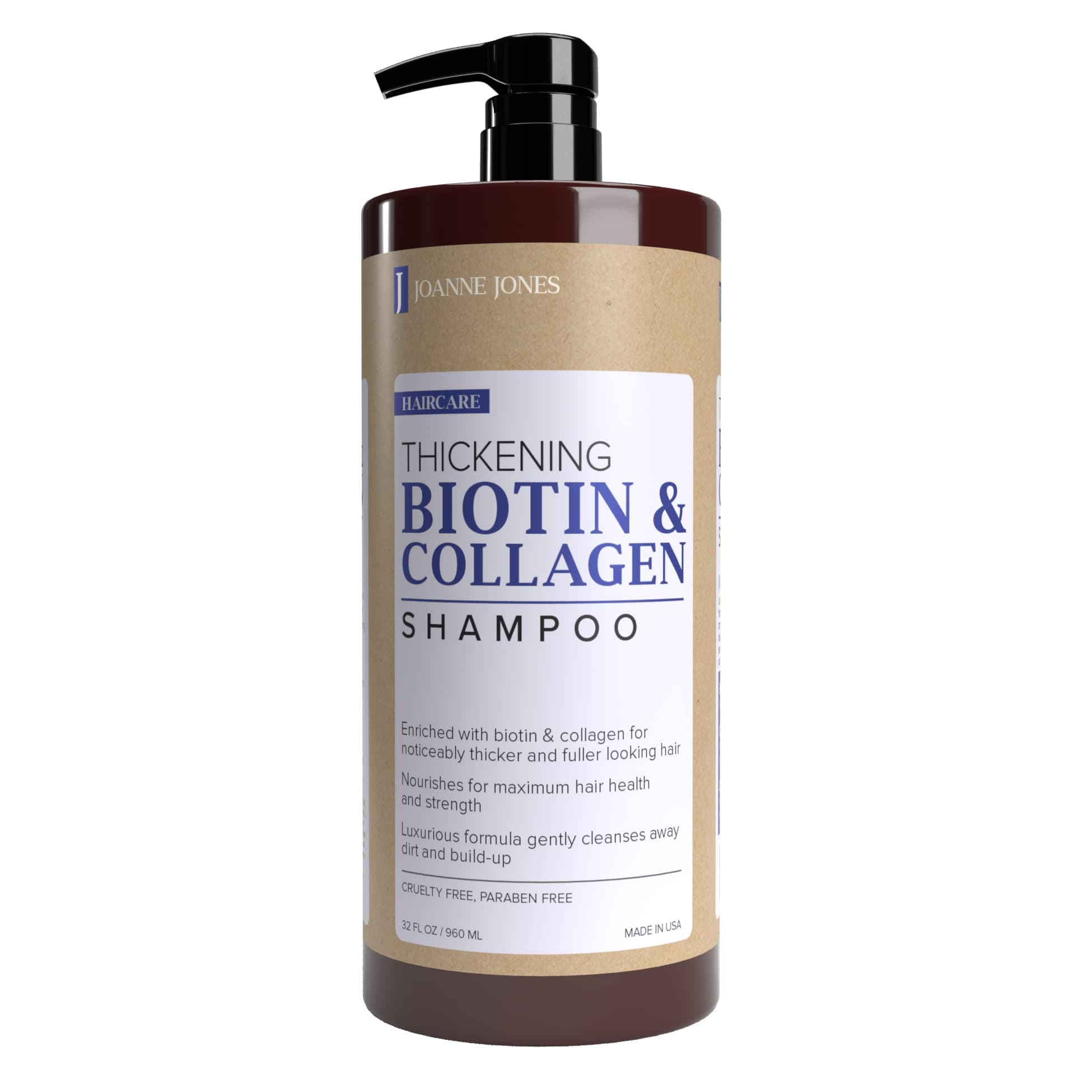 Joanne Jones Thickening Biotin & Collagen Shampoo, 960ml/32 fl oz, Noticeably Thicker and Fuller Looking Hair, Cruelty Free, Paraben Free