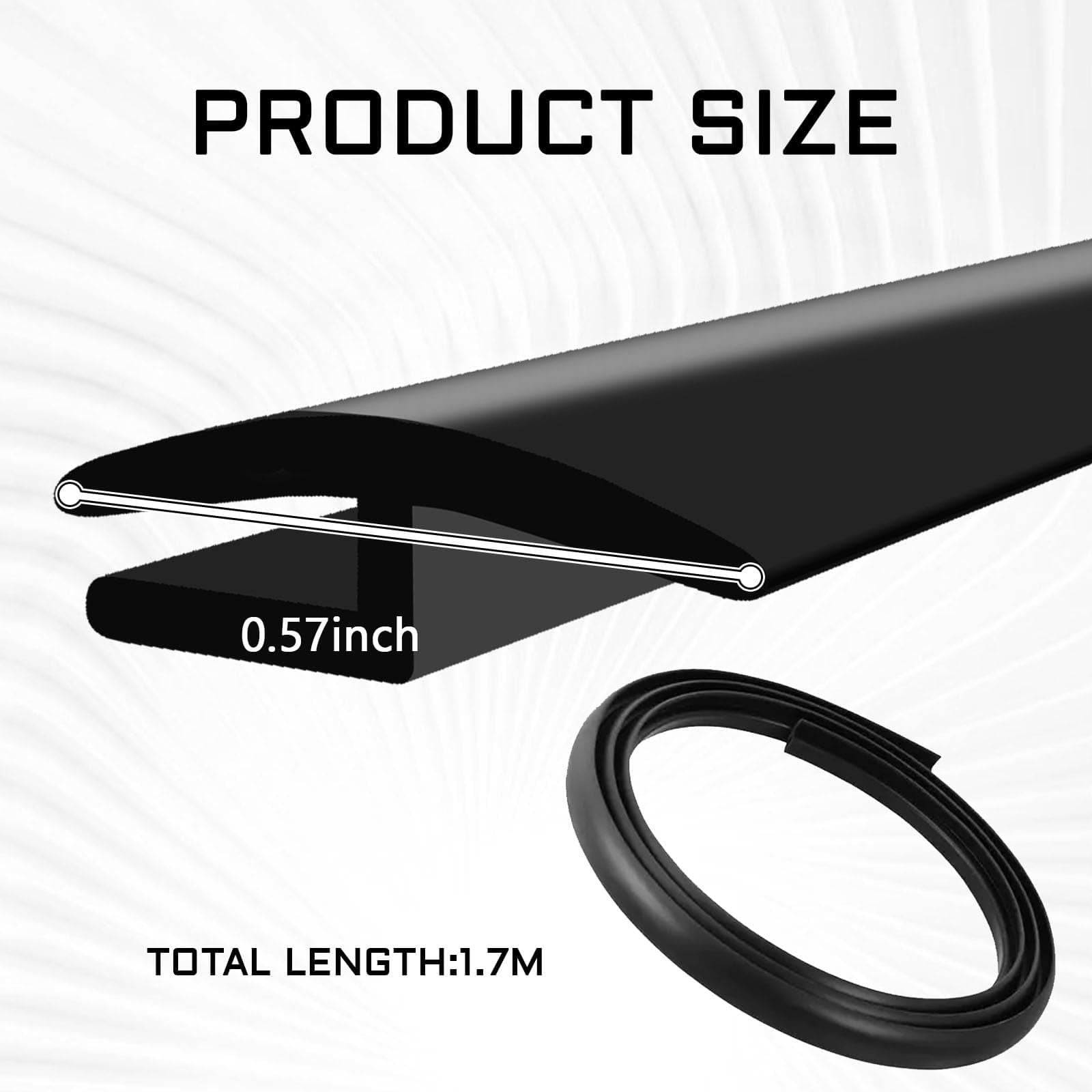 LLII 1.7M/ 5.6Ft Windshield Cowl Molding Rubber Seal Trim Strip, Weather Windshield Panel Sealed Stripping Seal Strips, Black Window Door Sunroof Seal for Car/Truck/SUV Front Rear Windshield(H-Shape)