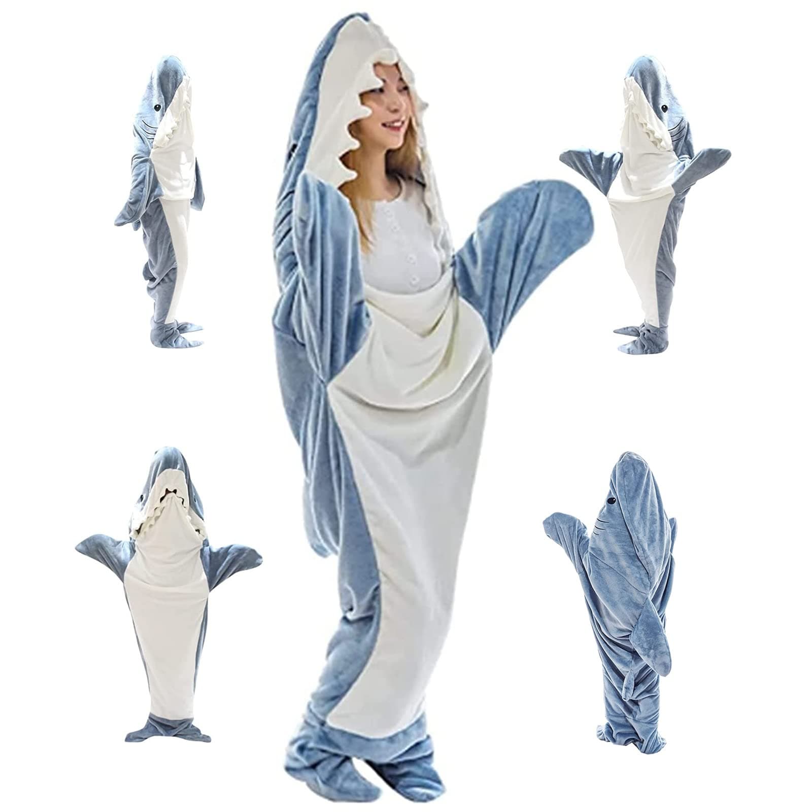 Super Soft Cozy Flannel Shark Onesie Blanket (Size: 75in x 35.5in)