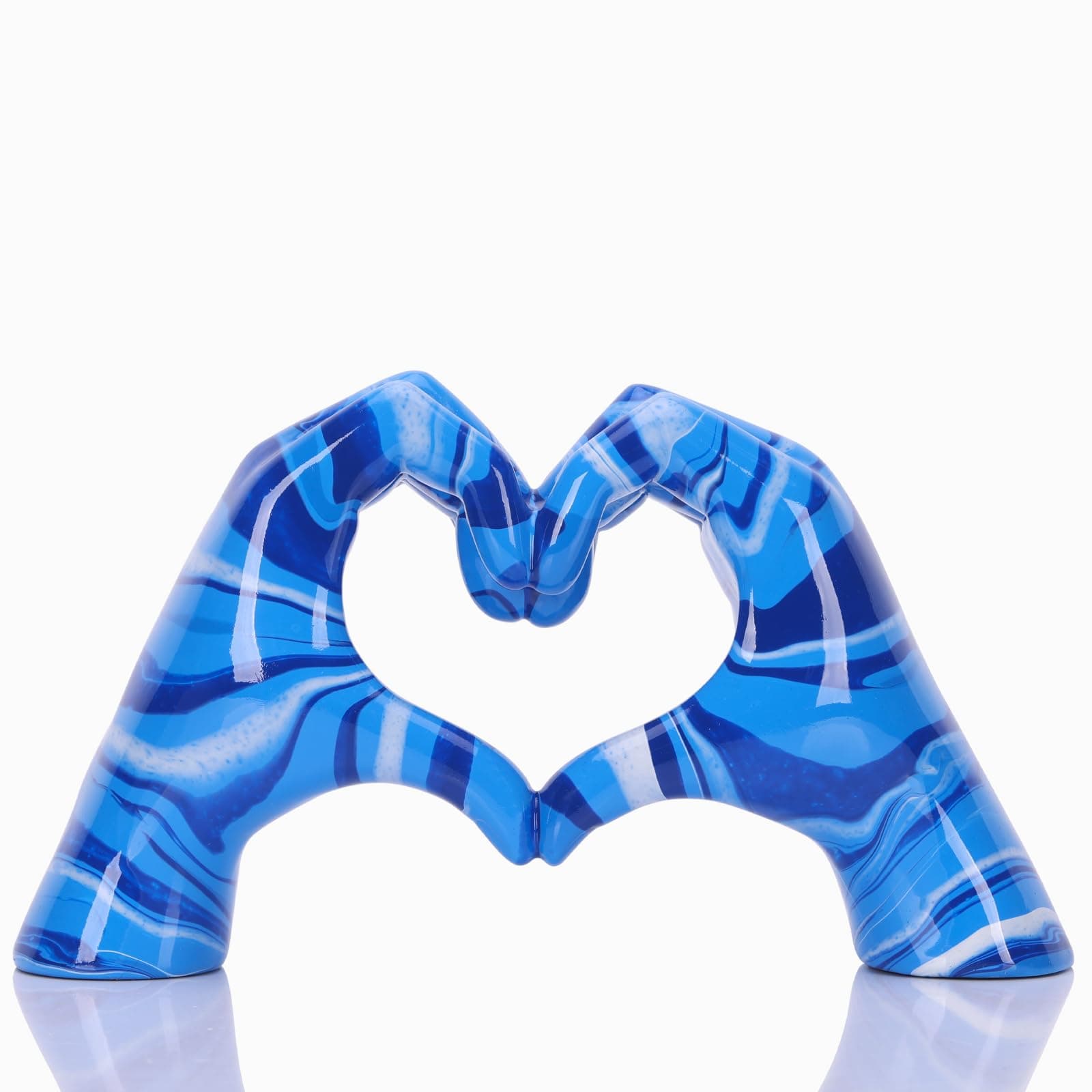 DOVDOV 流れるブルージェスチャーデコレーション ラブフィンガー像 モダン モダンアート彫刻 パーソナライズされた指 ホーム装飾 クリエイティブなウェディング ホームデスクトップ装飾