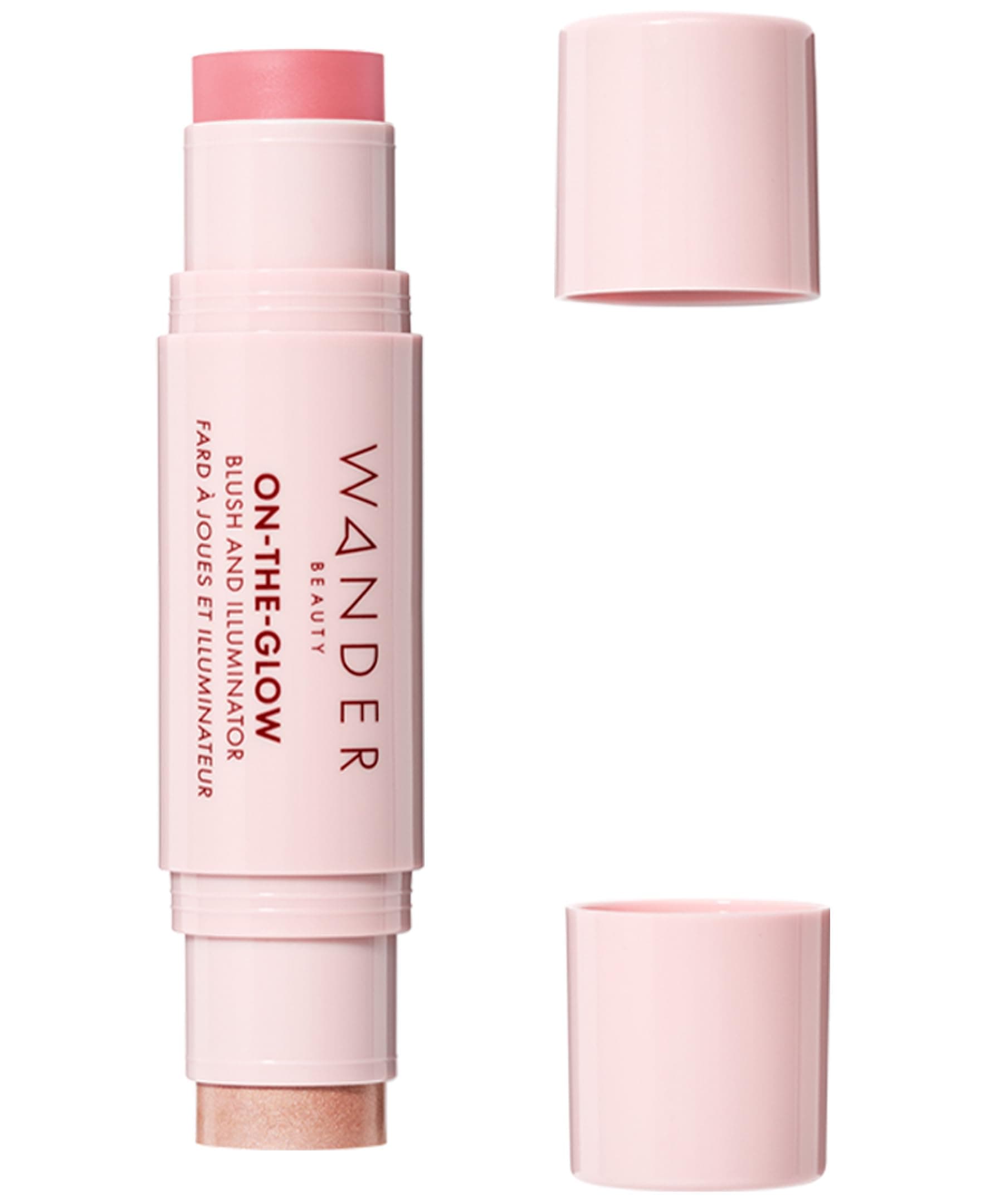 On-the-Glow Blush and Illuminator - Petal Pink/Nude Glow - 7-in-1 Hydrating Cream Blush & Highlighting Stick - Stick Blush for Cheeks, Lip, & Body - Highlighter Makeup & Blush - 0.4 oz